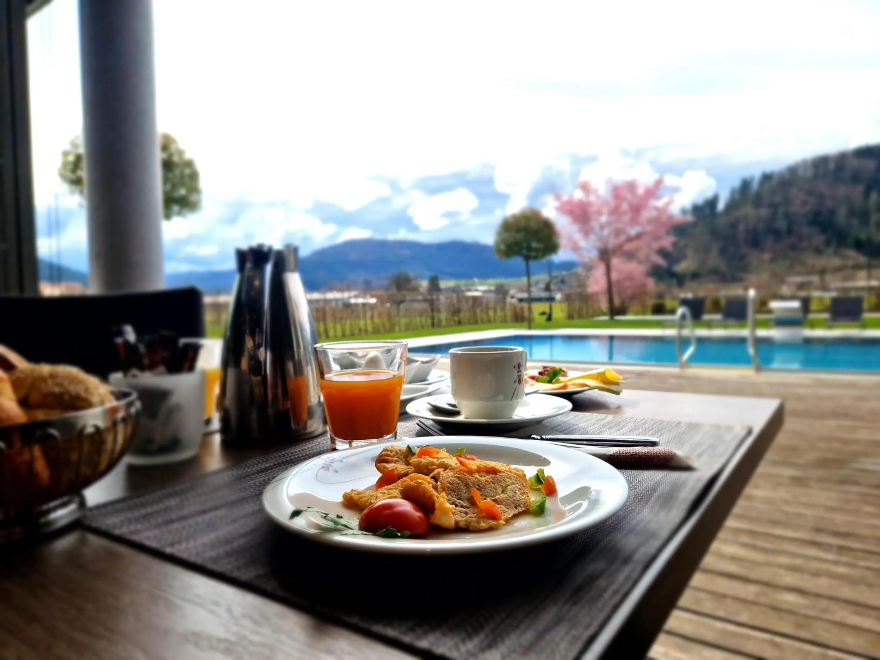 Pool view in Mosers Blume Relax & Genuss Hotel