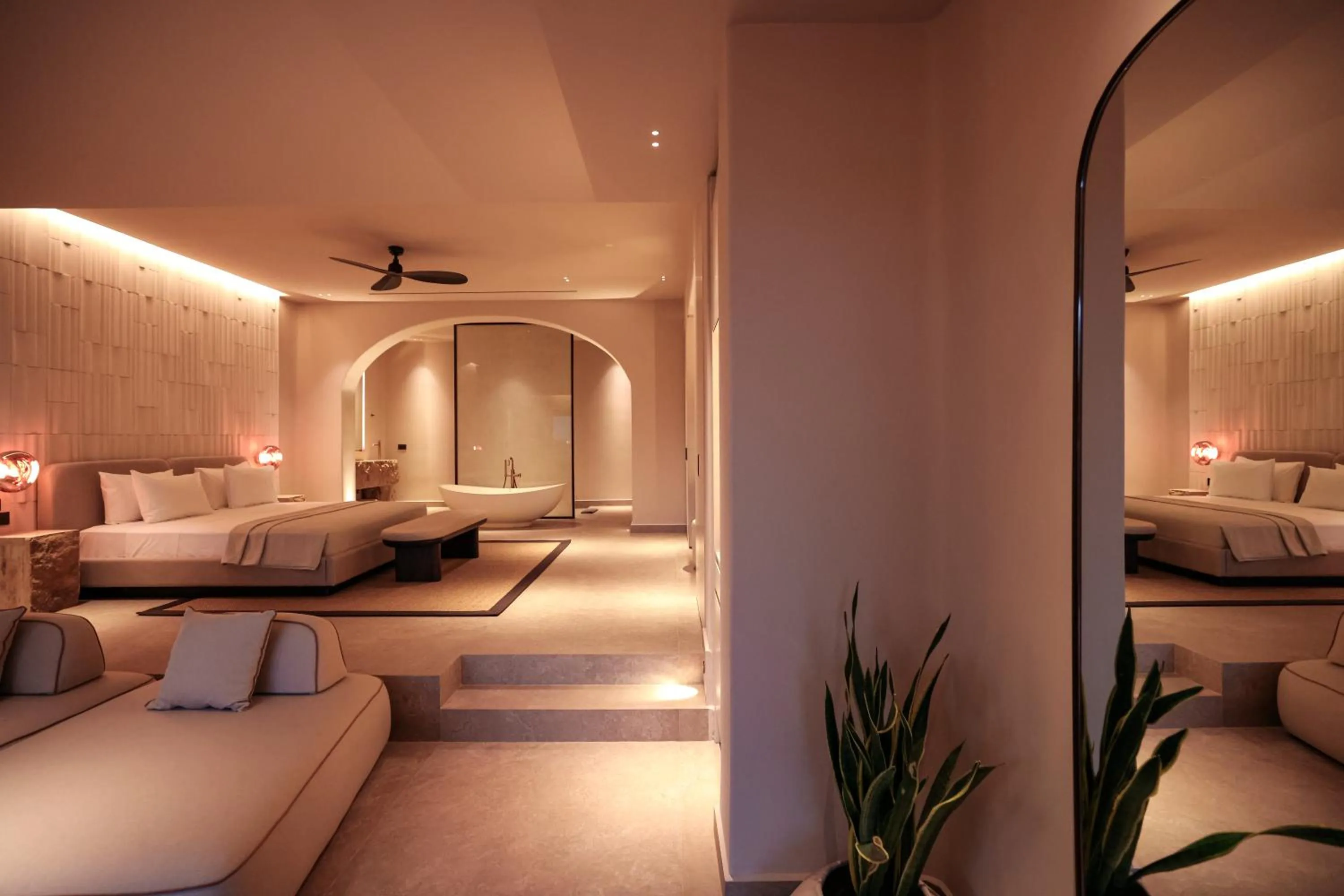 Night, Bed in Tropicana Hotel , Suites & Villas Mykonos