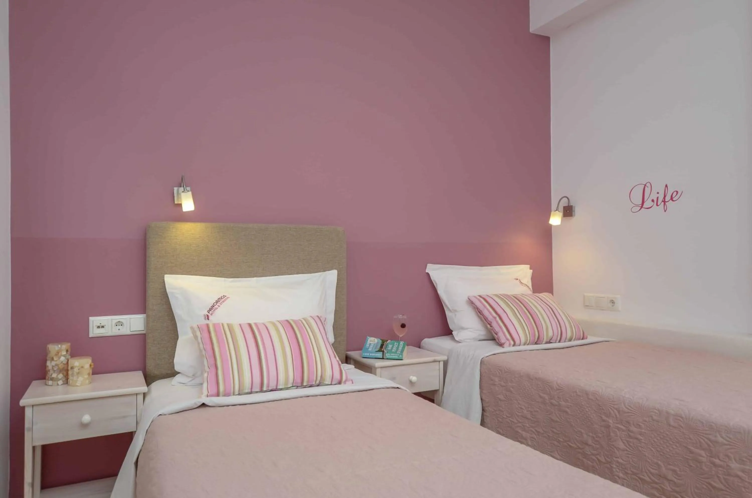 Bed in Panormos Hotel and Studios