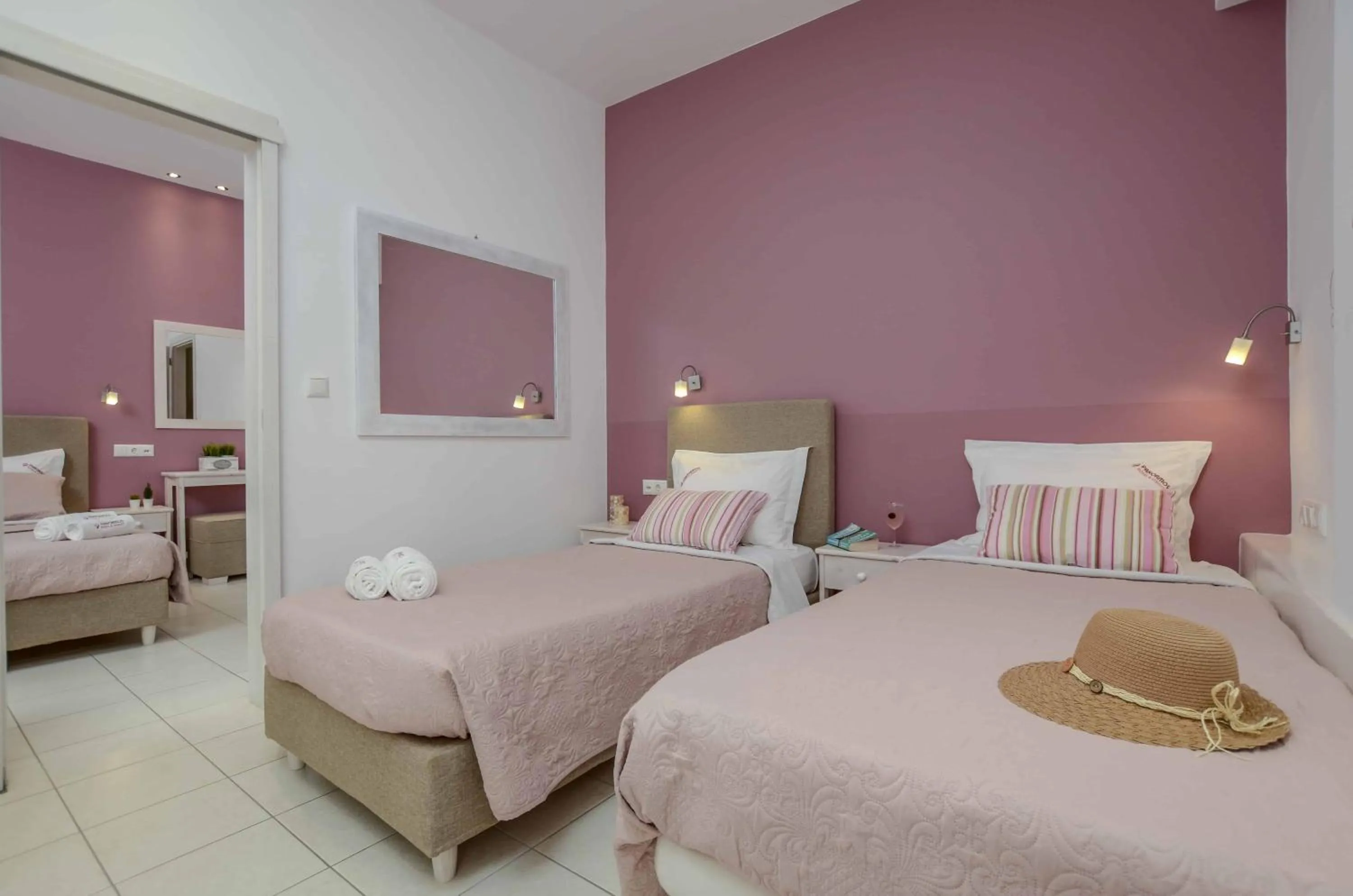 Bed in Panormos Hotel and Studios