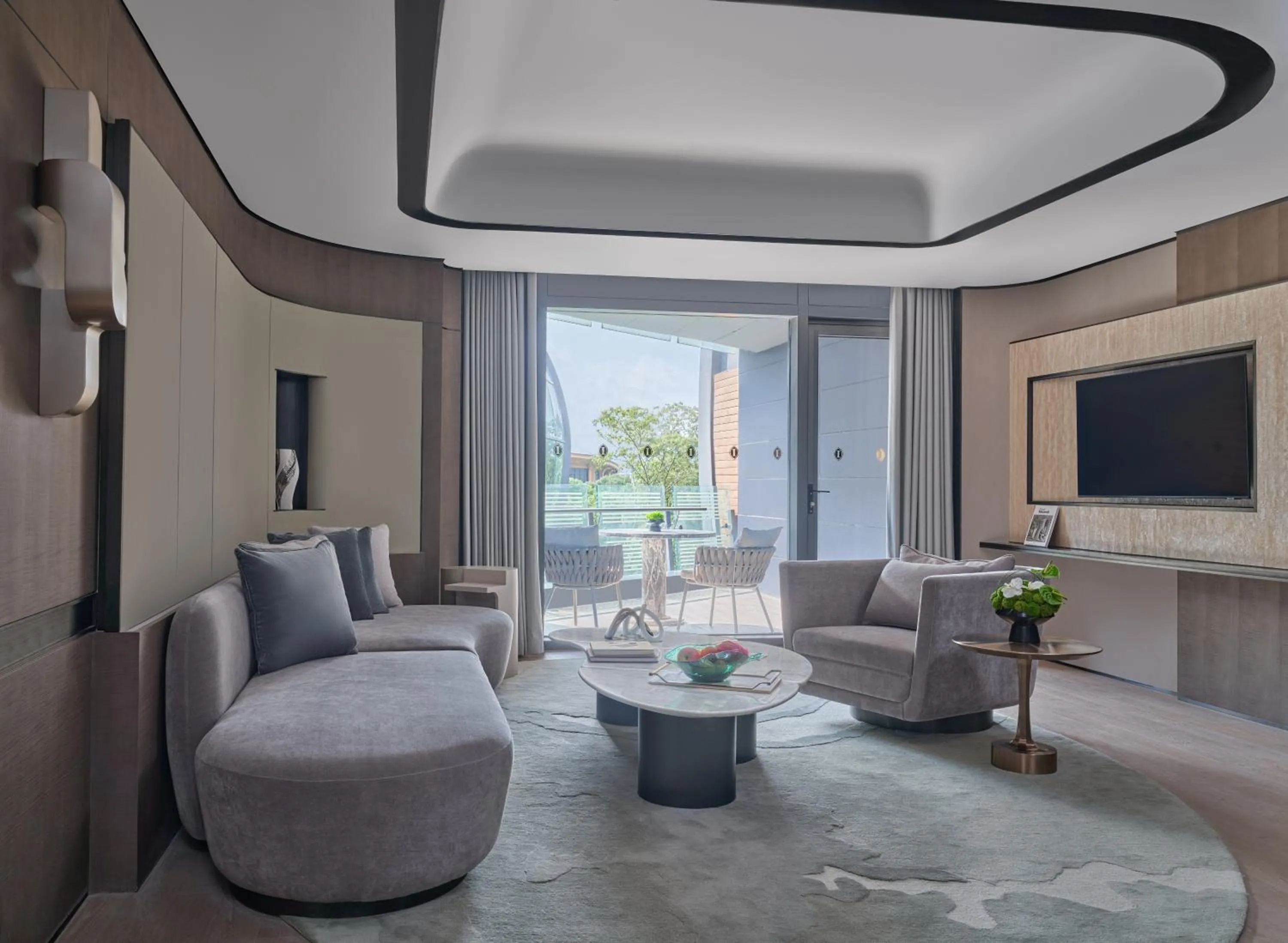 Living room in InterContinental Shanghai Harbour City by IHG