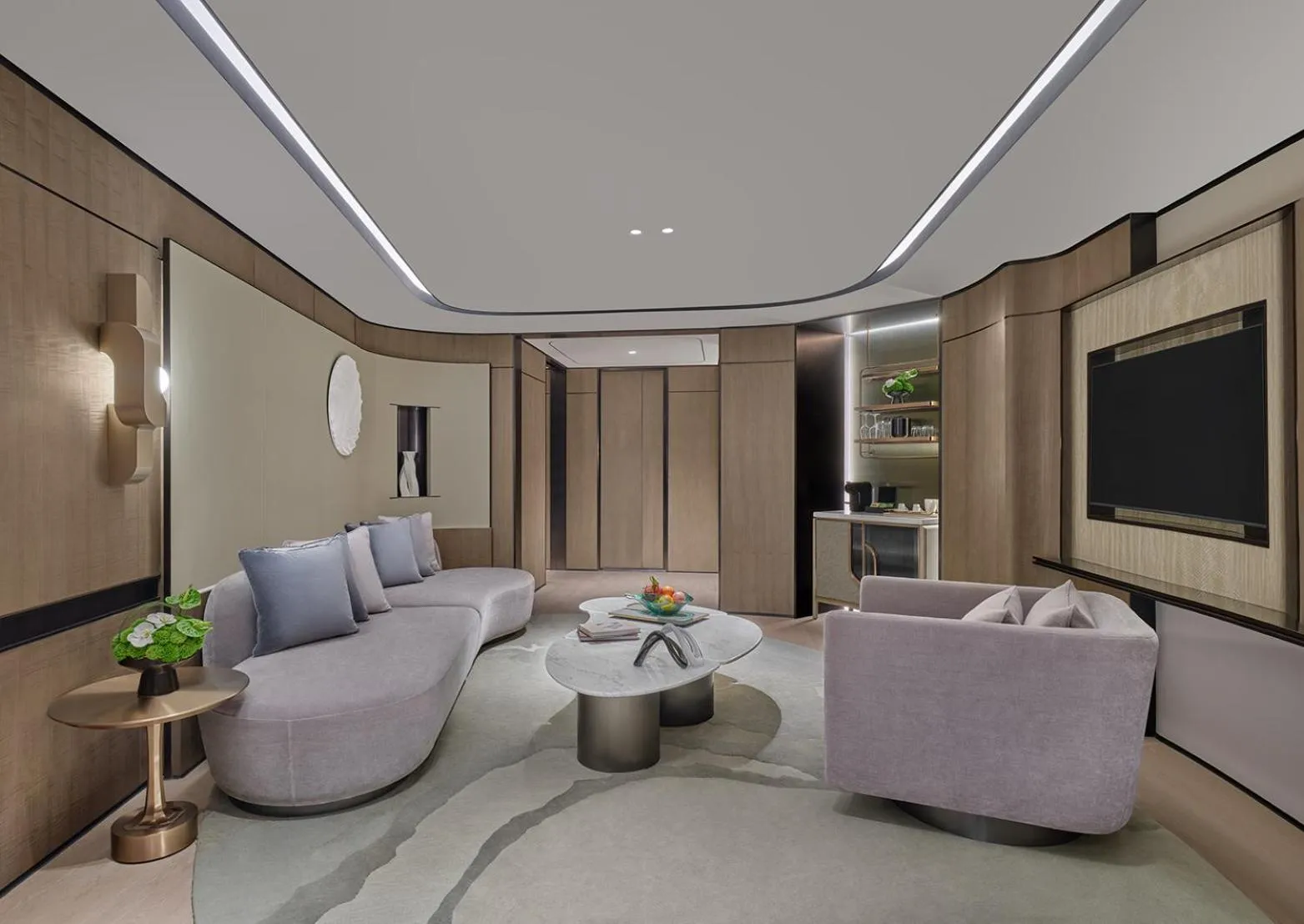 Living room in InterContinental Shanghai Harbour City by IHG