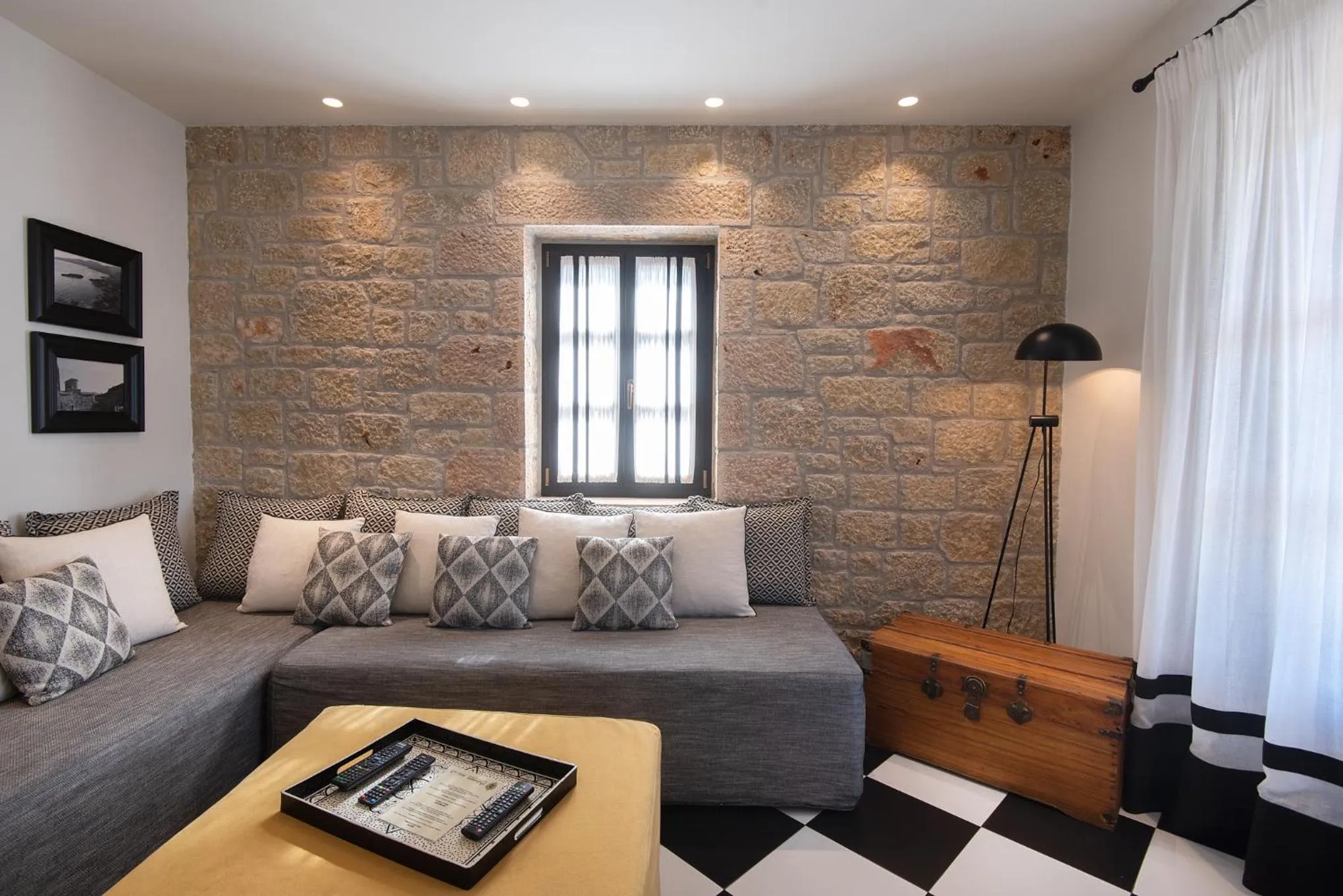 Living room, Bed in Polismata - Private Residences