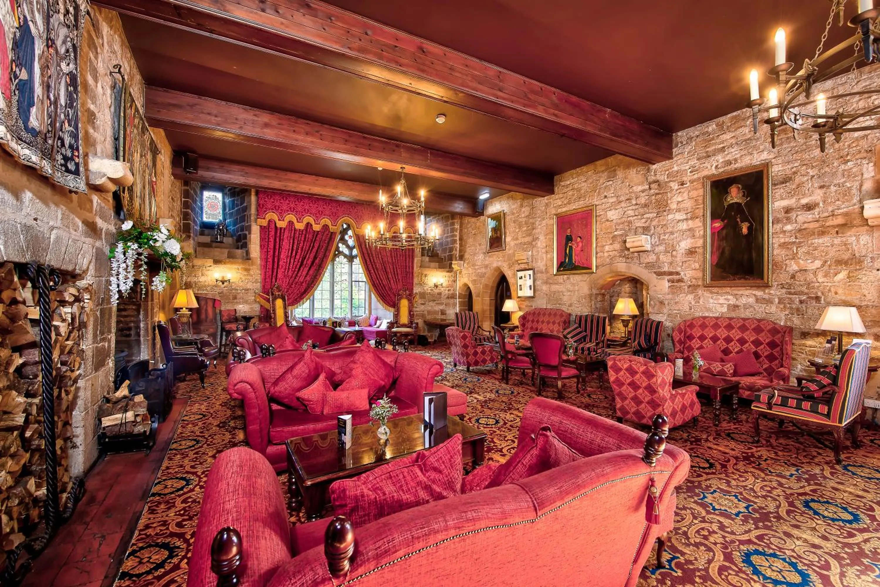 Living room in Langley Castle Hotel