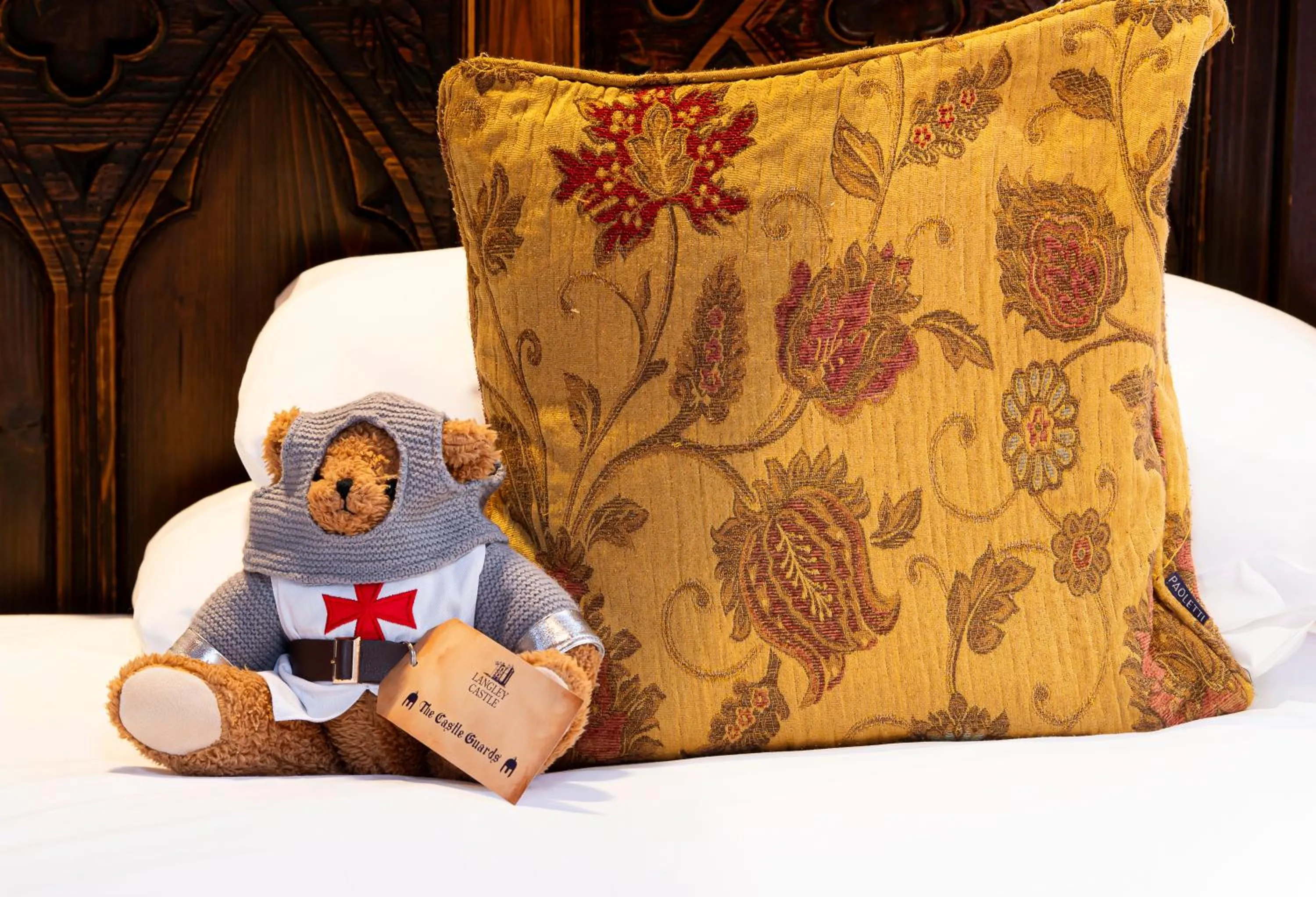 Bed in Langley Castle Hotel