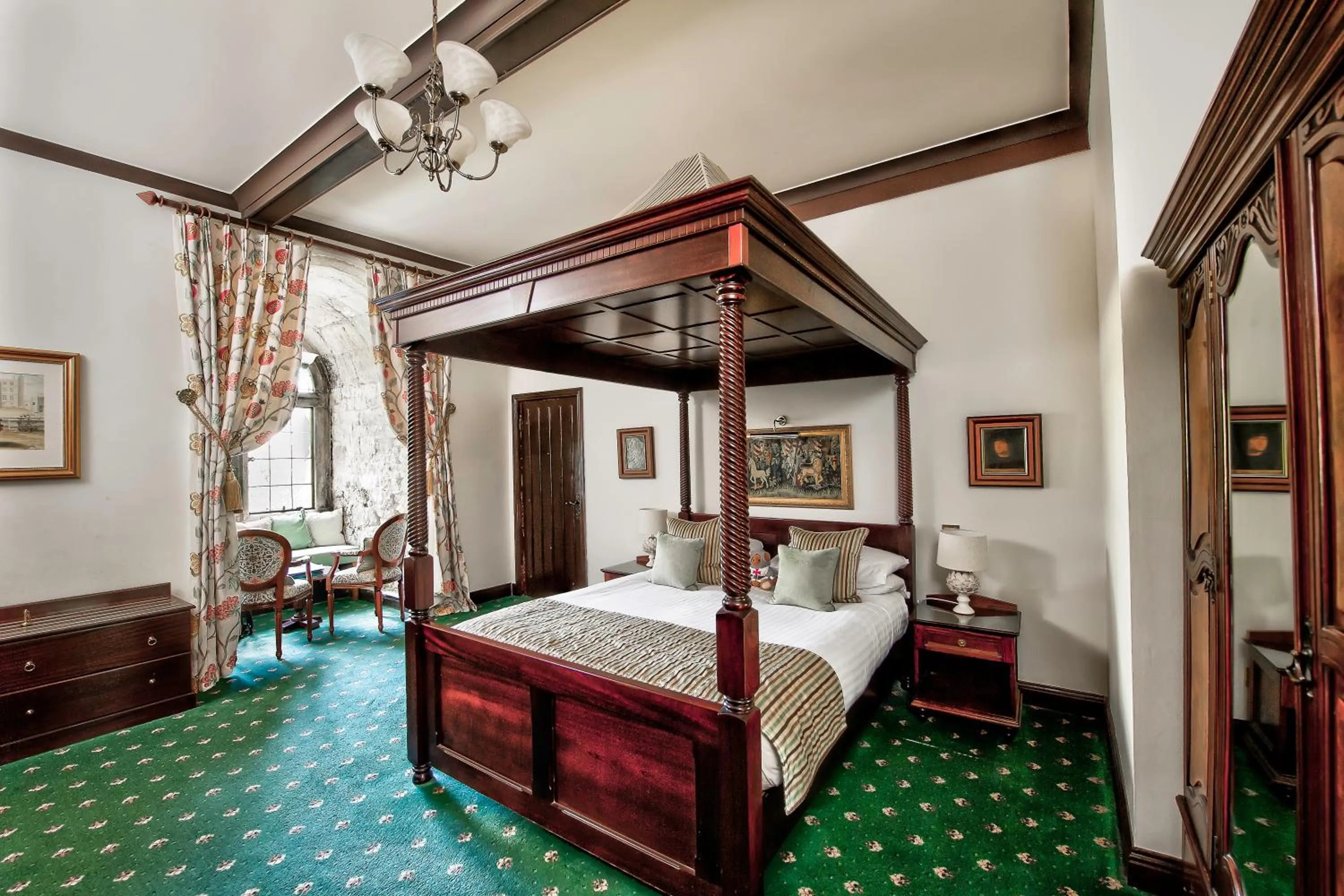 Bed in Langley Castle Hotel