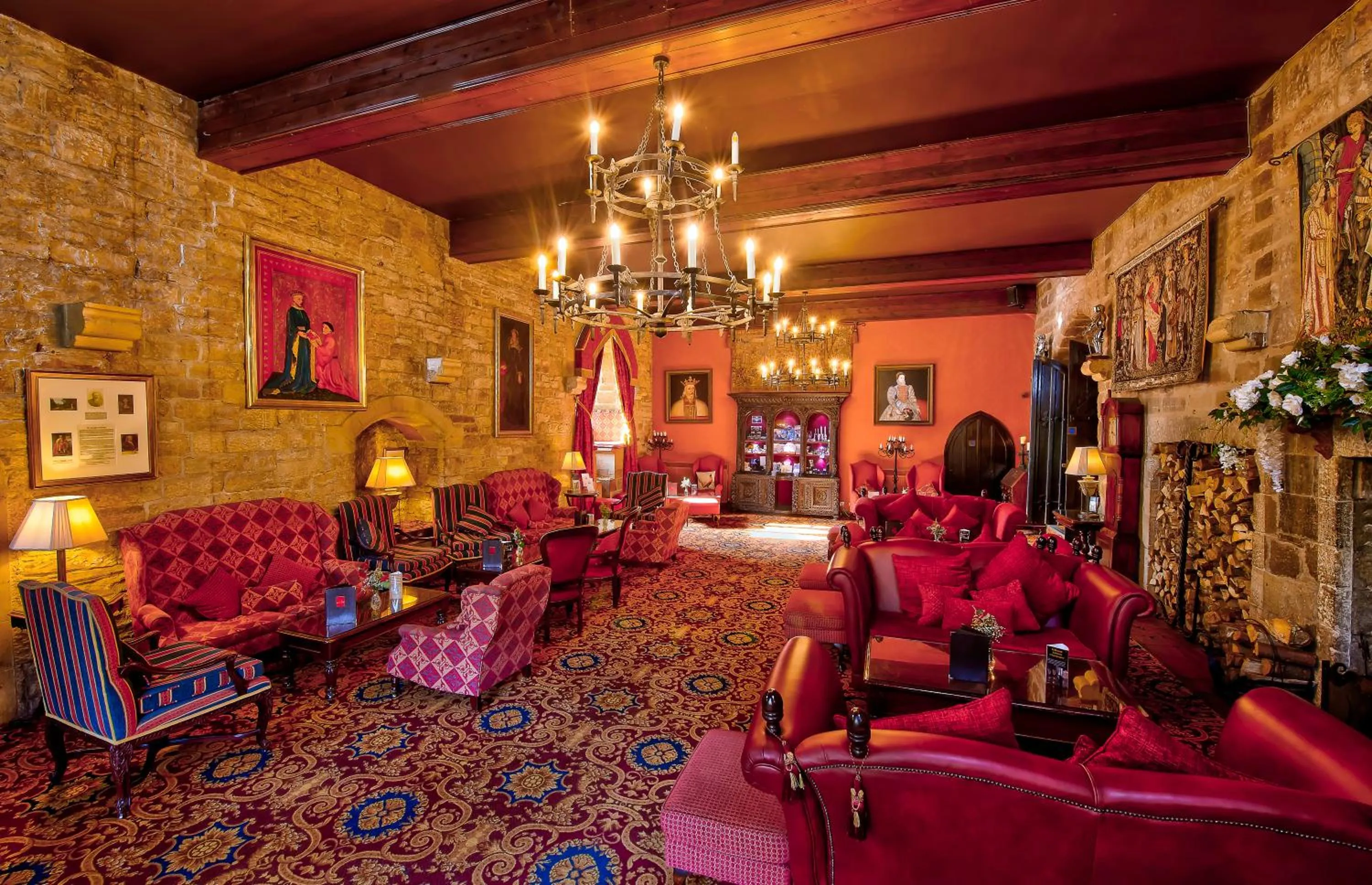 Living room in Langley Castle Hotel