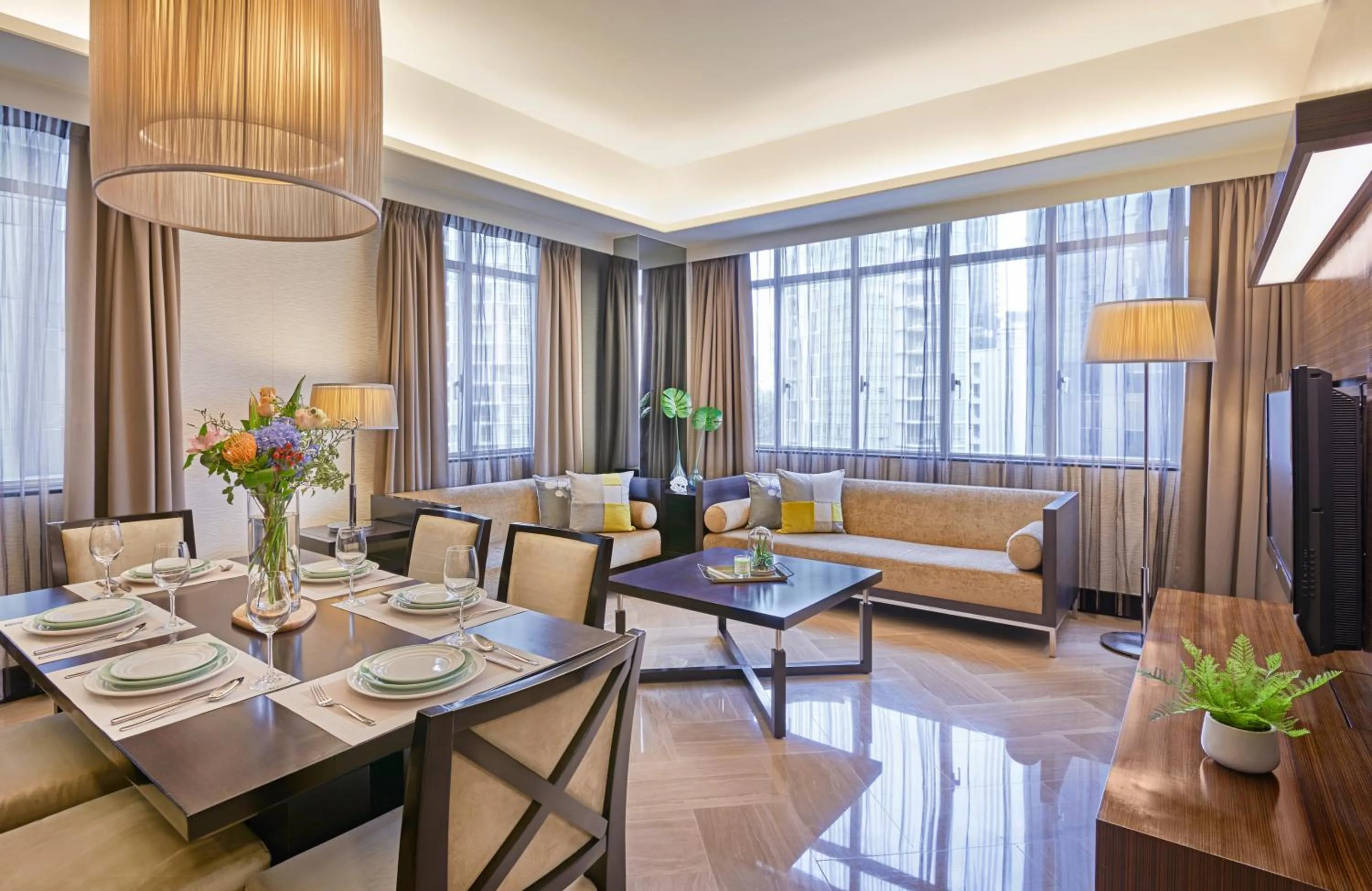 Living room in Orchard Scotts Residences by Far East Hospitality