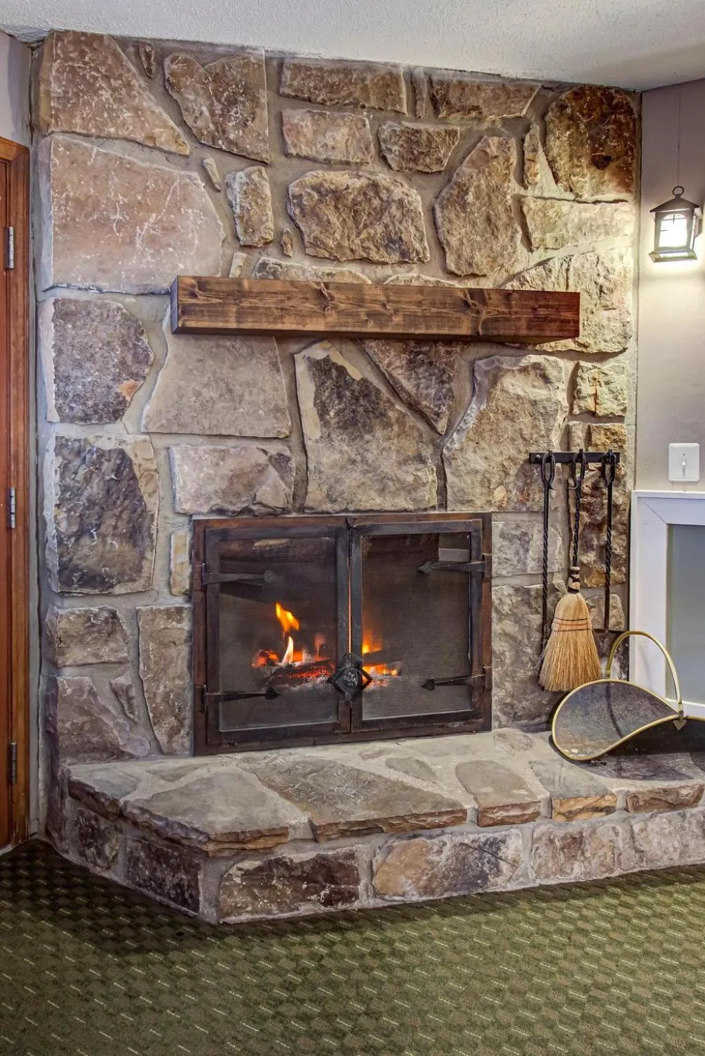 fireplace in Brookside Lodge