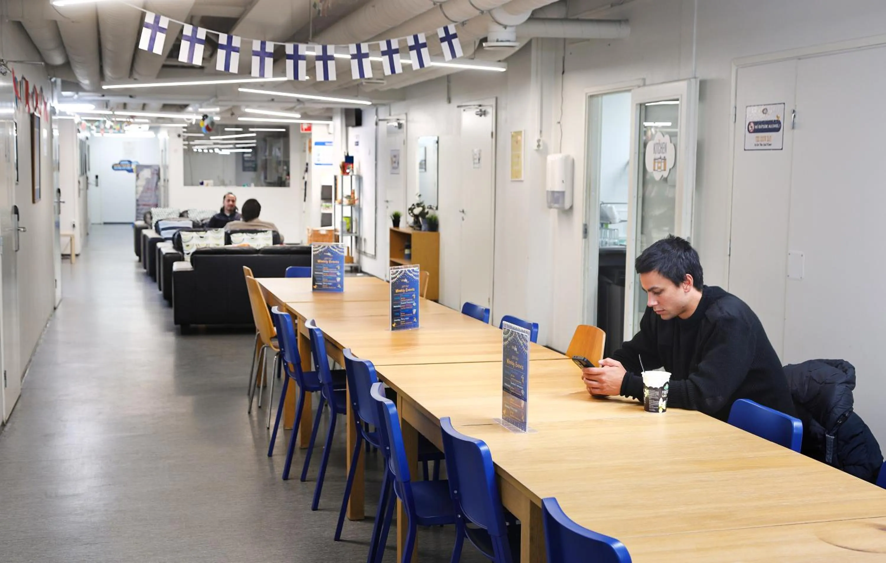 Communal lounge/ TV room in CheapSleep Hostel Helsinki