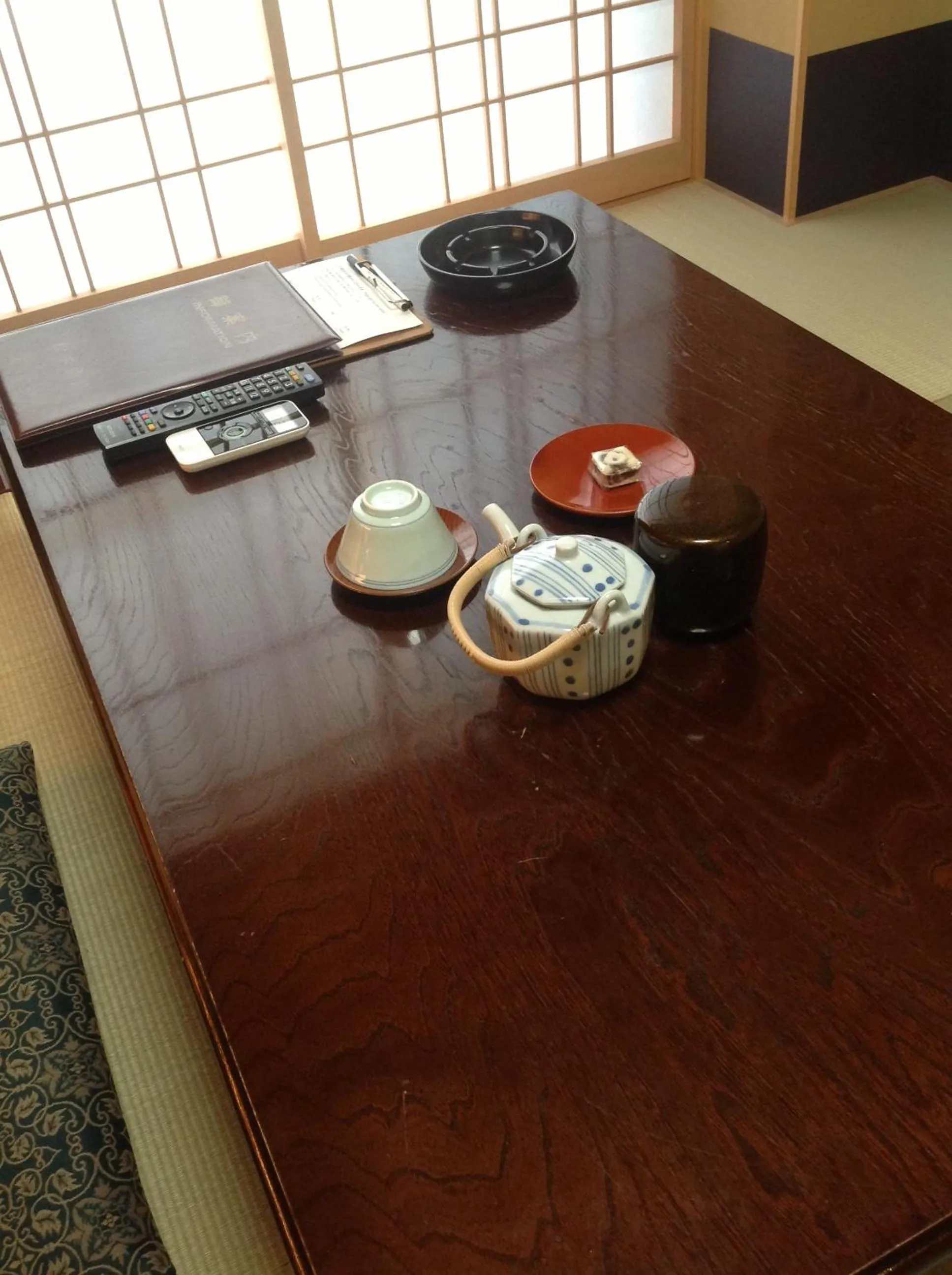 Seating area in Matsumoto Ryokan