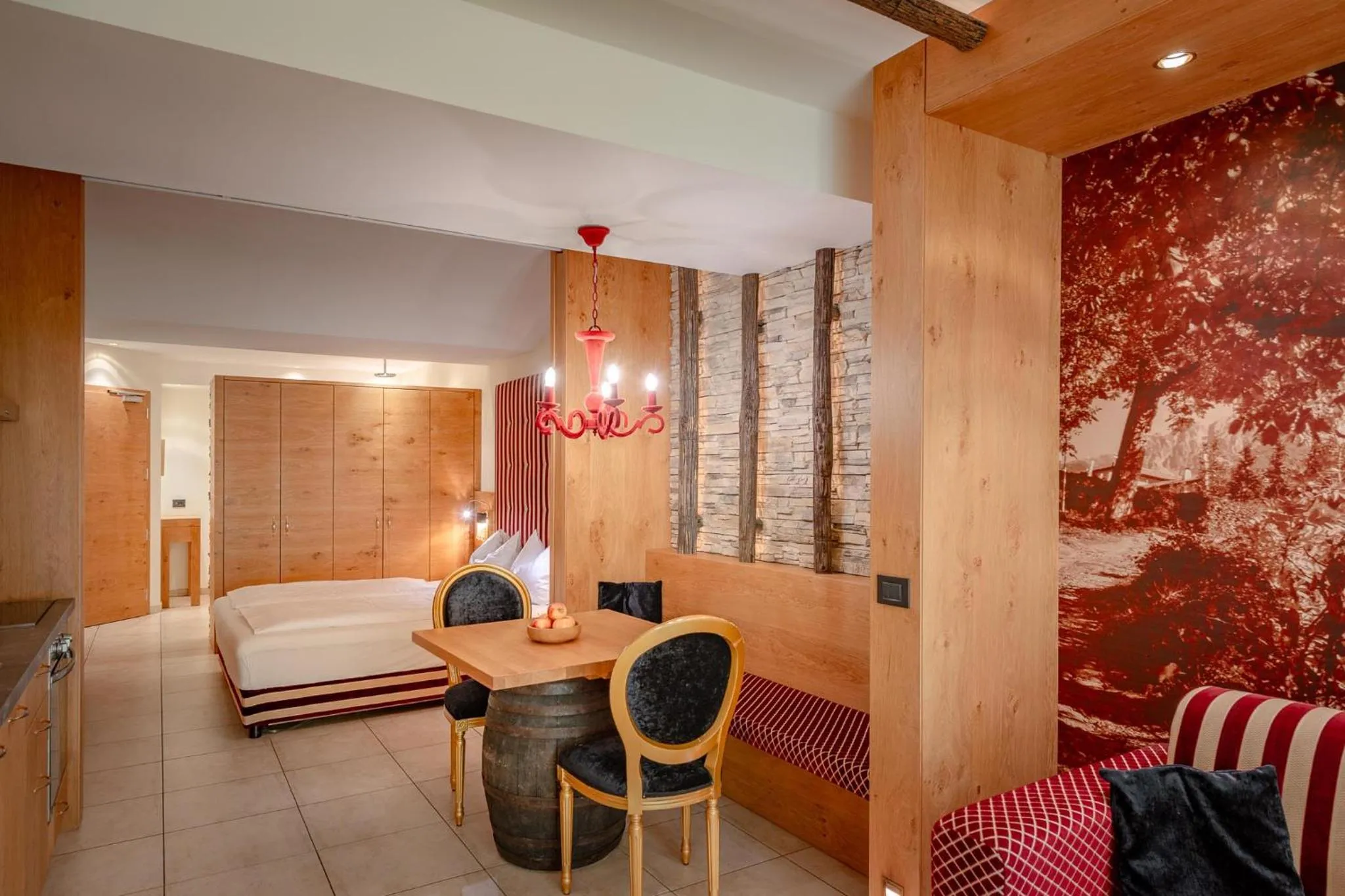 Living room, Bed in Panorama