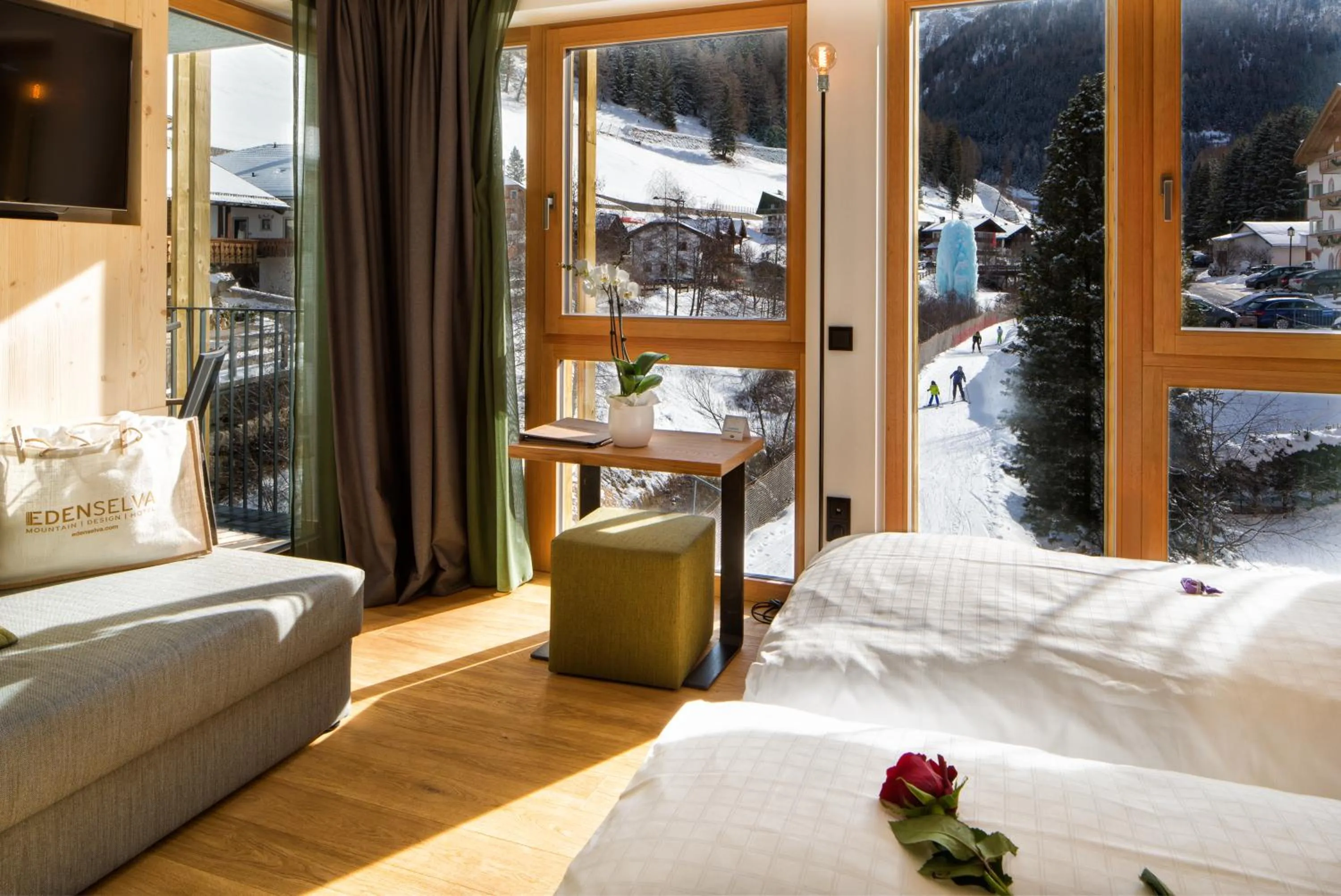Bed in Mountain Design Hotel Eden Selva