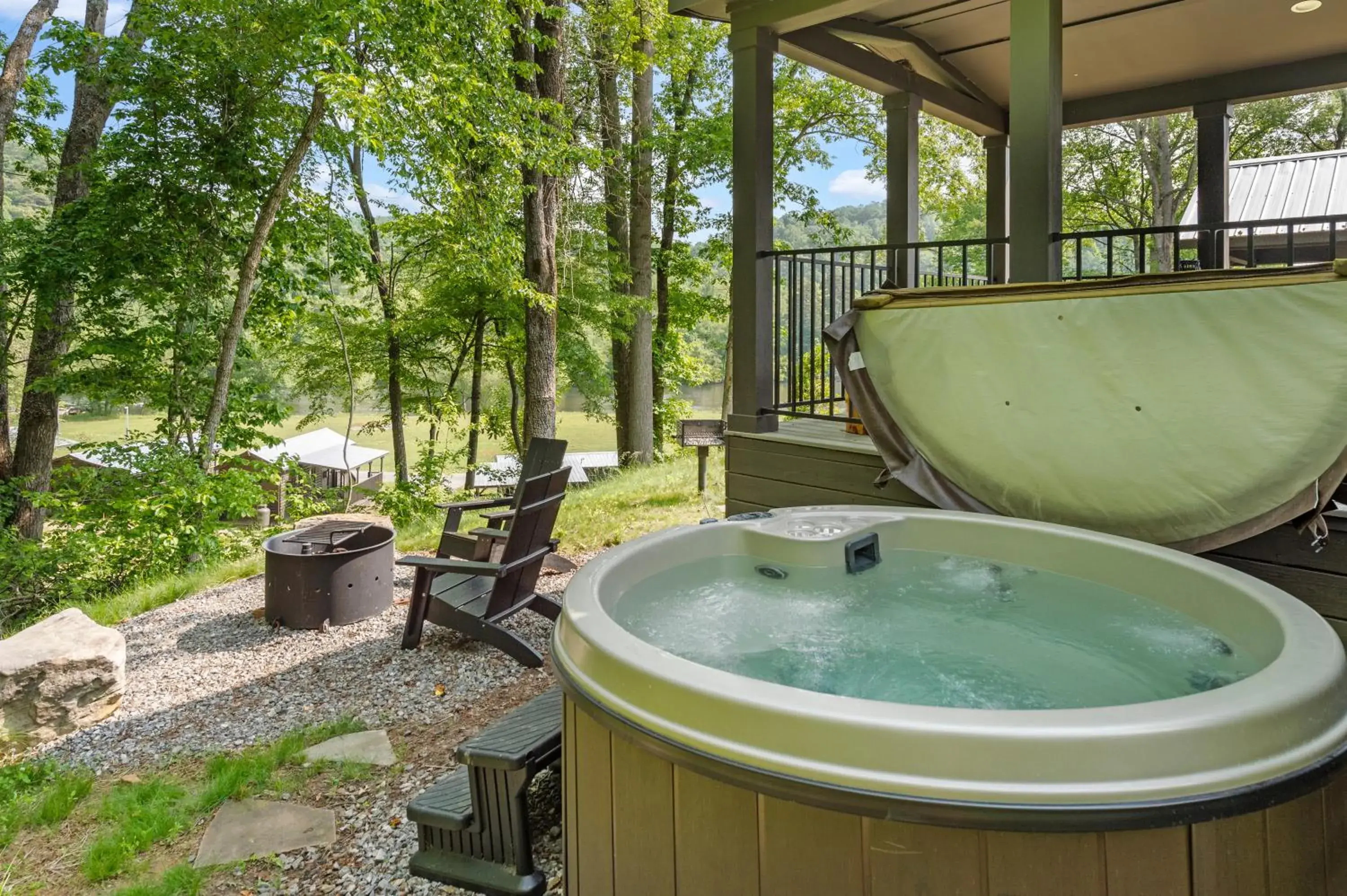 Riverview Accessible Cabin w/ Hot Tub in Asheville River Cabins Riverview Accessible Cabin w/ Hot Tub in Asheville River Cabins