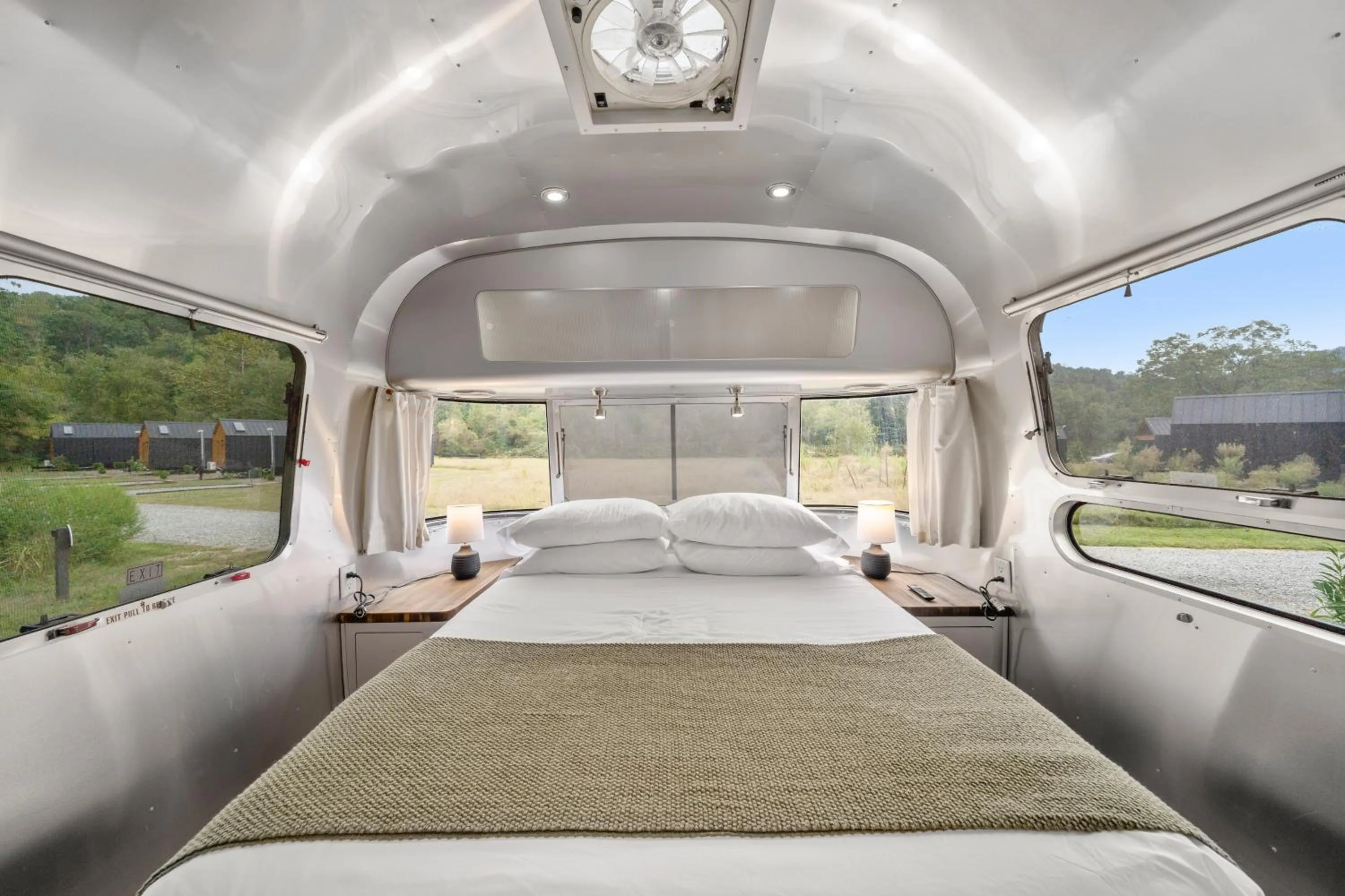 Bed in Asheville River Cabins