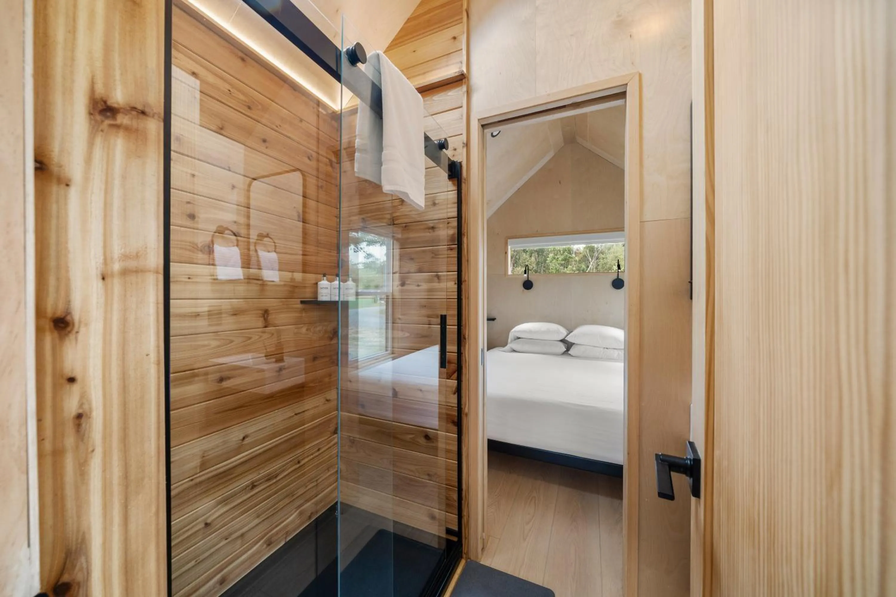 Bed in Asheville River Cabins