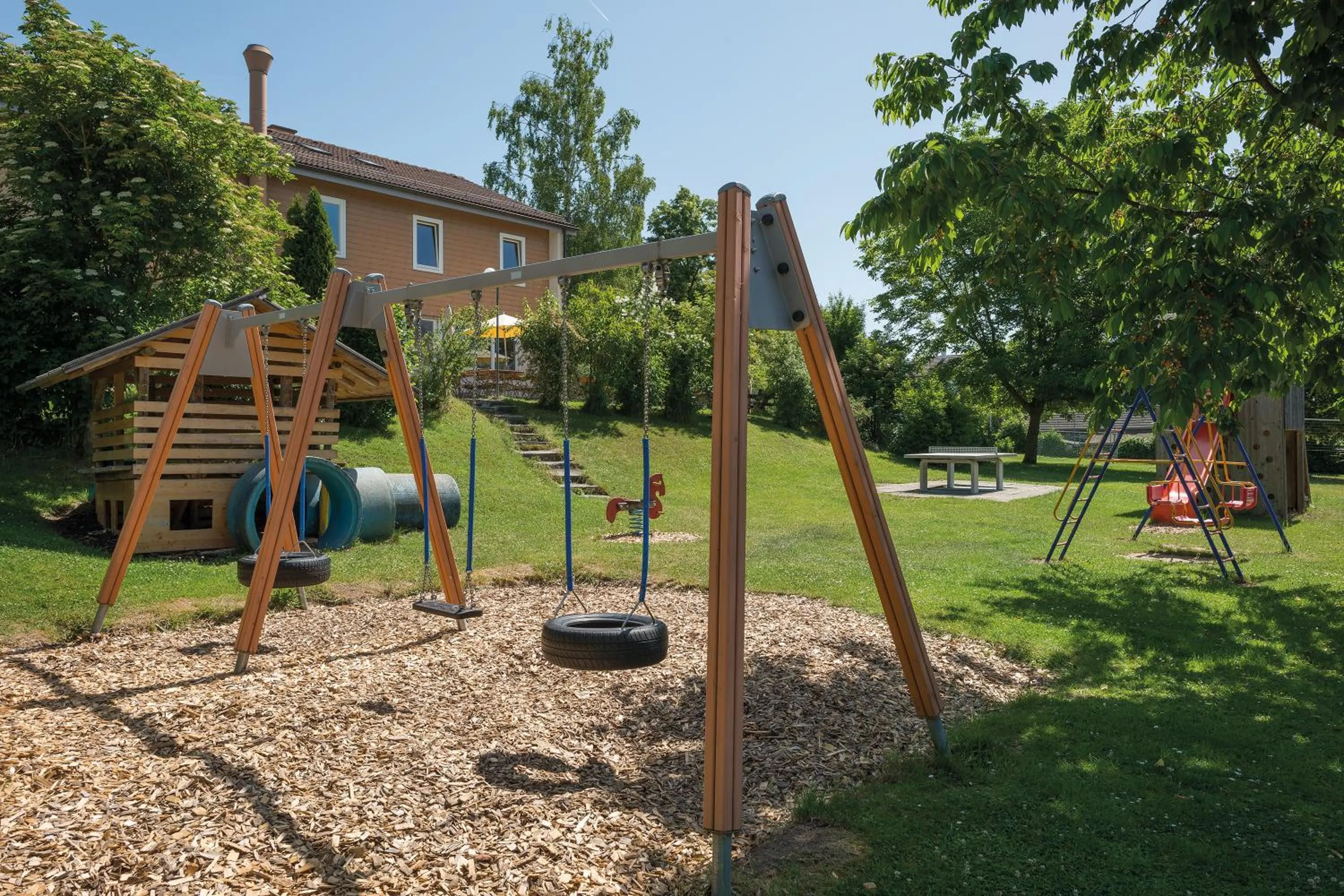 Children play ground in Stein am Rhein Youth Hostel