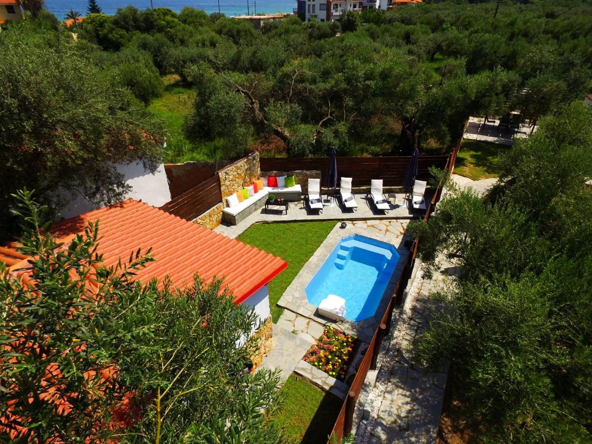 Bird's eye view in Salonikiou Beach Apartments & Villas