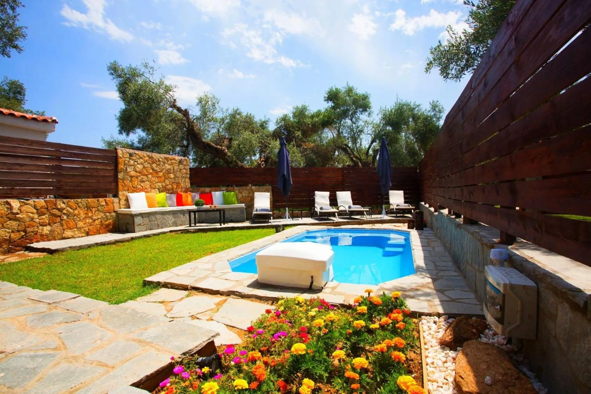 Pool view in Salonikiou Beach Apartments & Villas