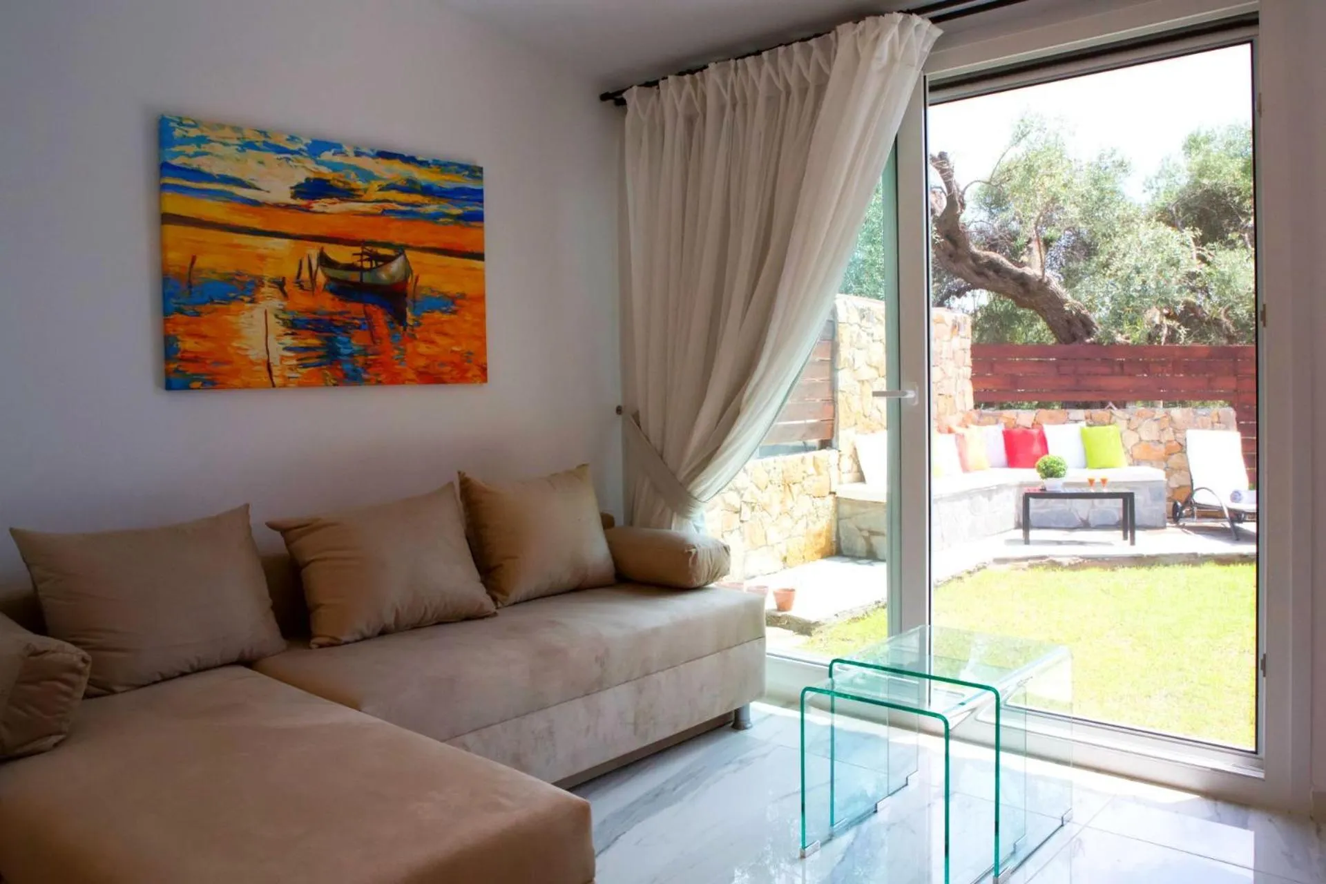 Living room in Salonikiou Beach Apartments & Villas