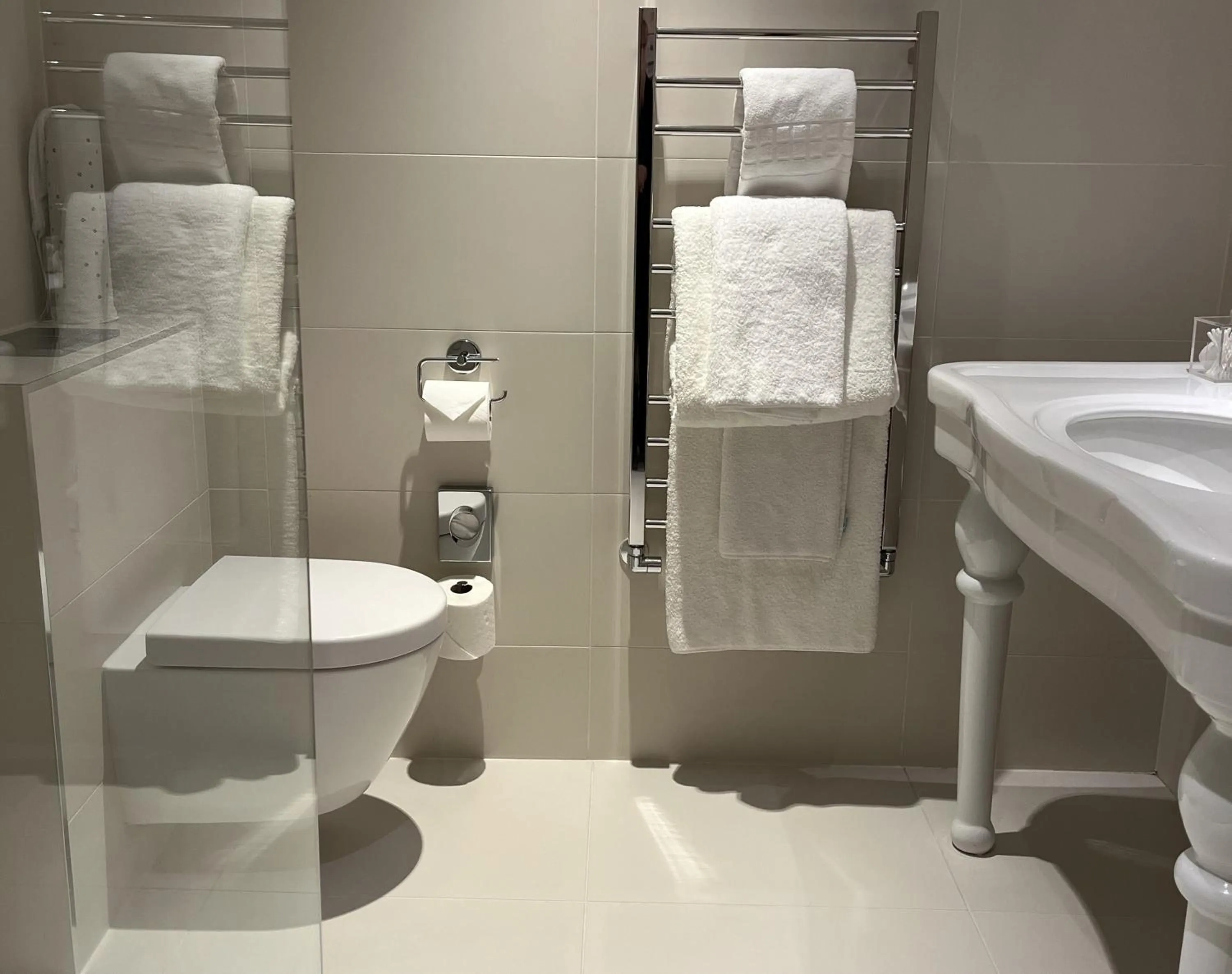 Bathroom, Bed in Storrs Hall Hotel on the shore of Lake Windermere