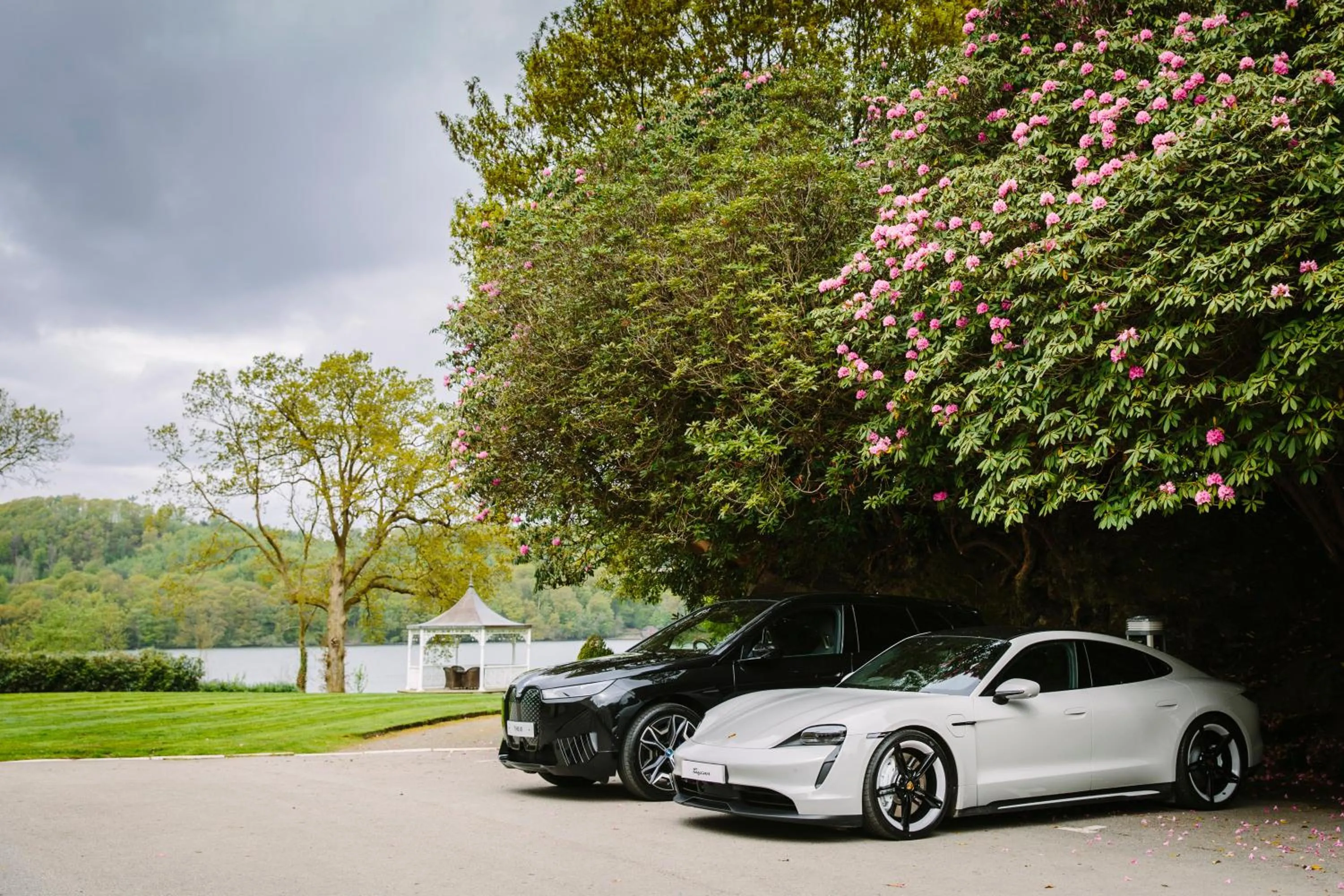 Garden in Storrs Hall Hotel on the shore of Lake Windermere