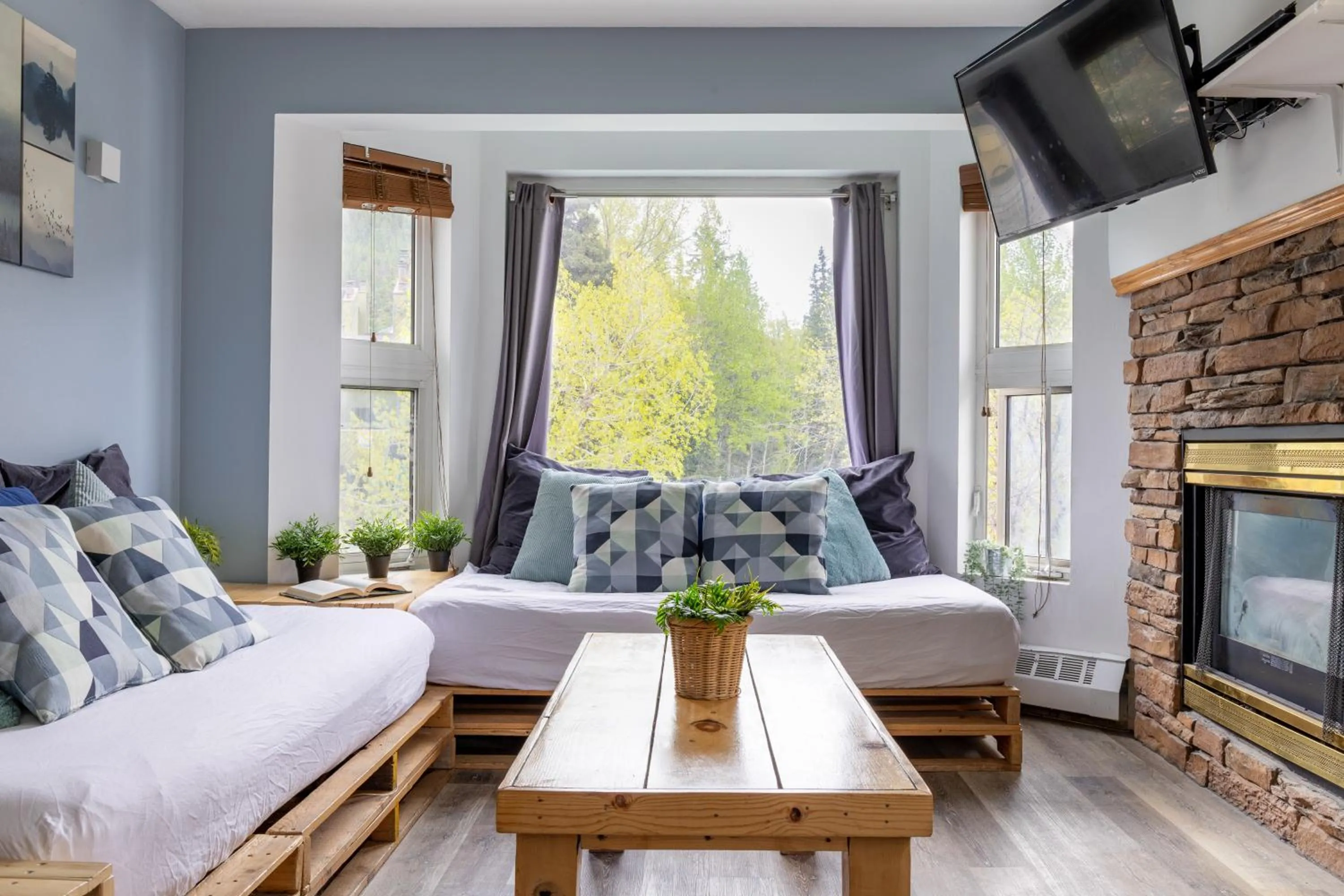 Communal lounge/ TV room, Bed in Samesun Banff Hostel