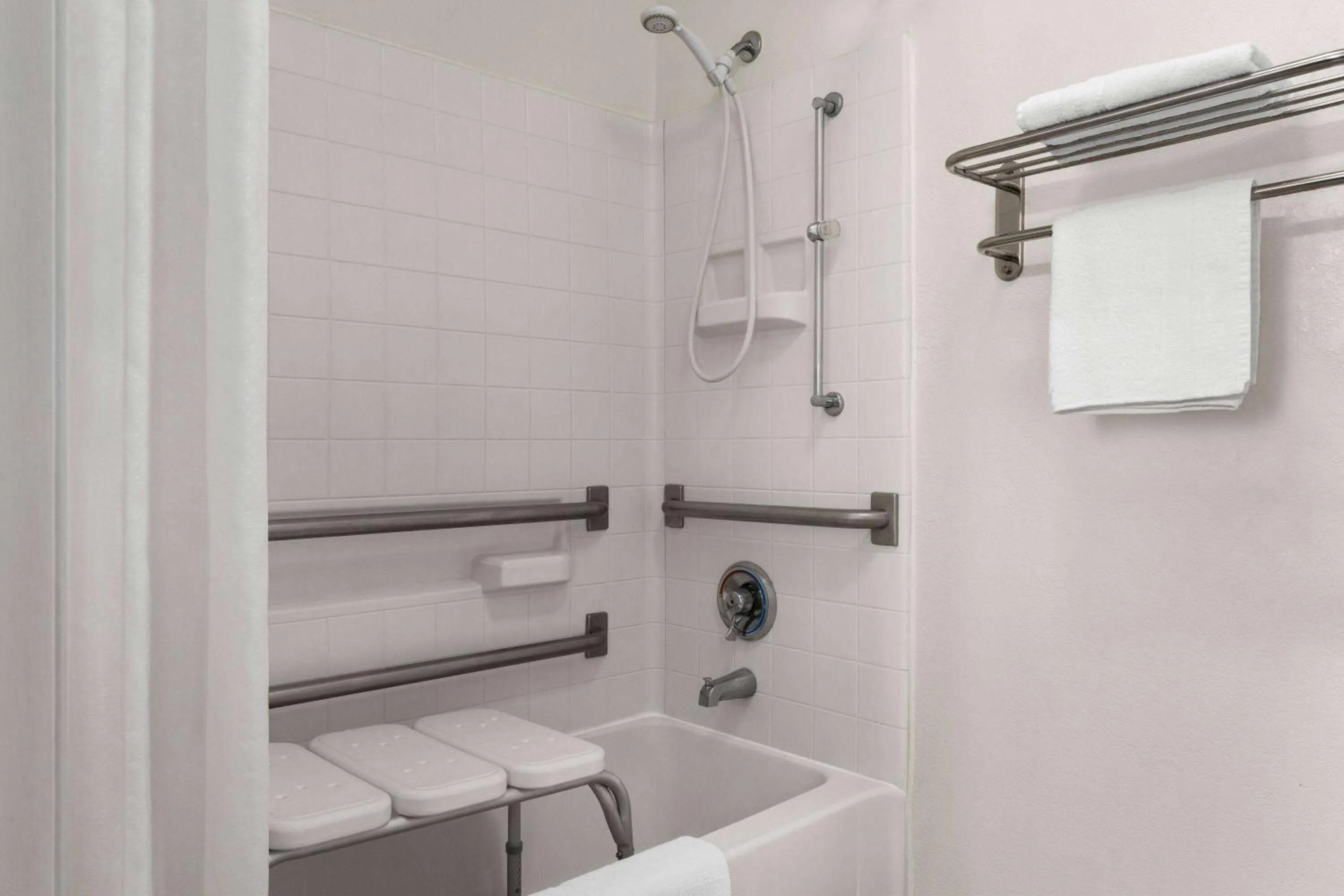 Bathroom in Super 8 by Wyndham Joliet I-55 N/Chicago