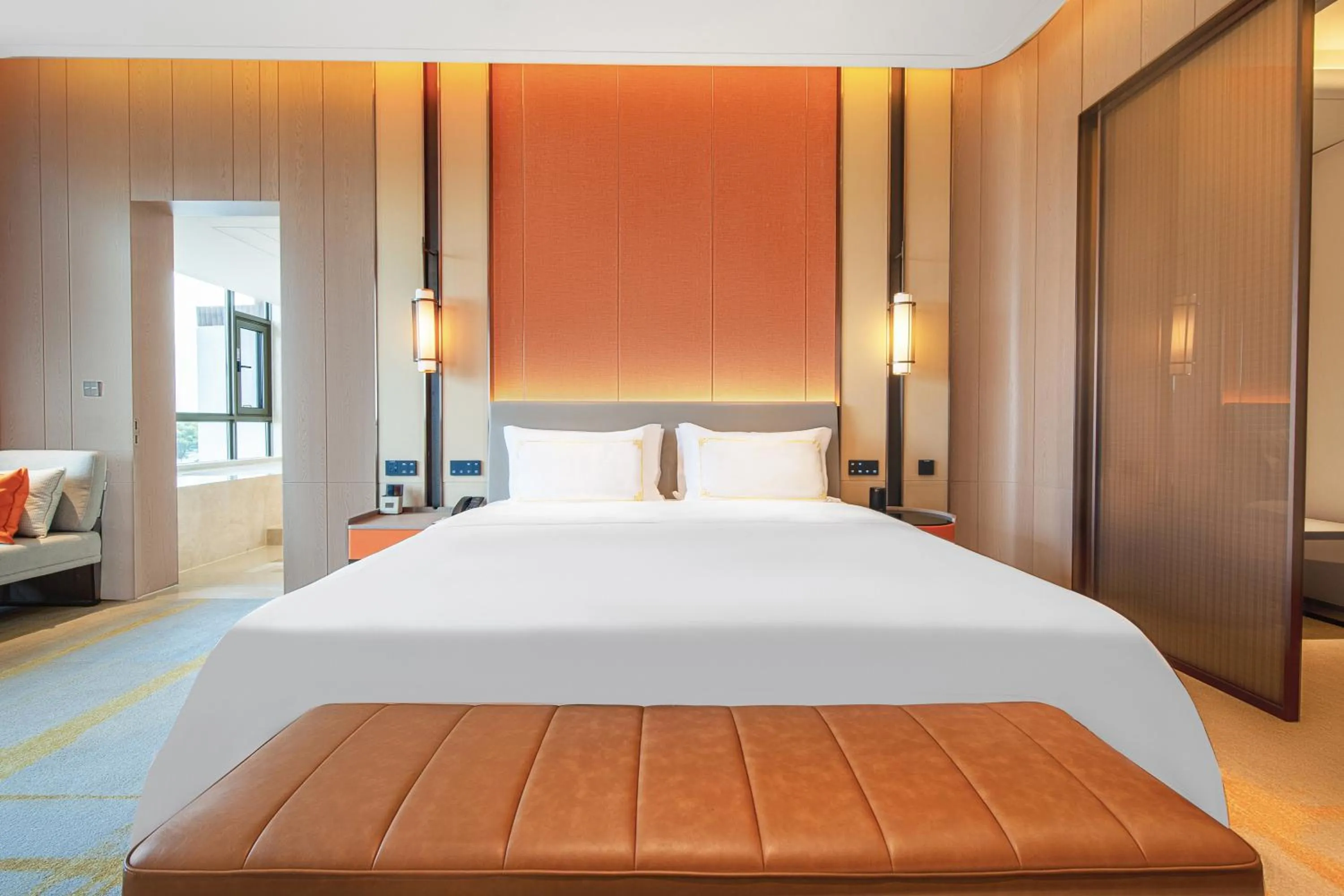 Bed in Suzhou Tongli Lake View Hotel