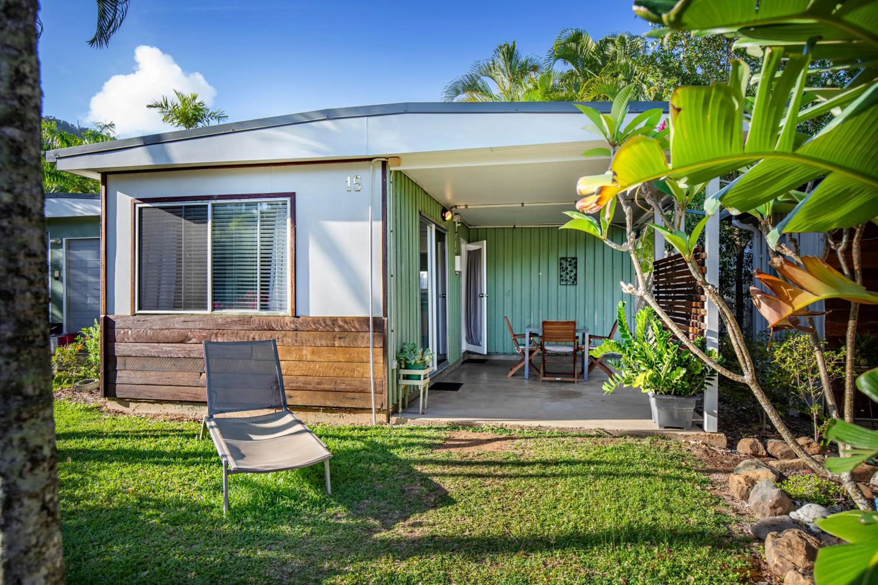 Patio in Bush Village Holiday Cabins