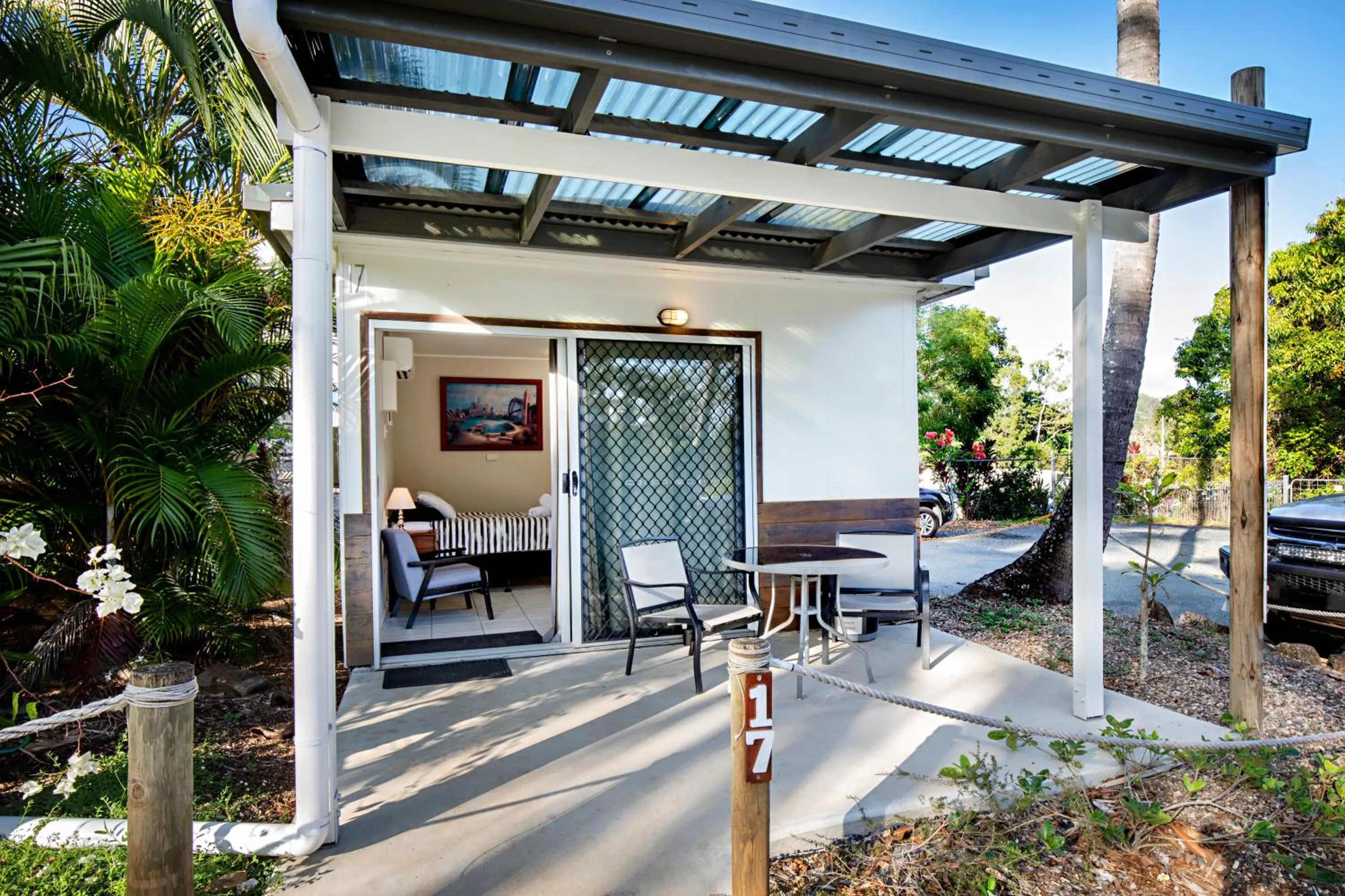 Patio in Bush Village Holiday Cabins