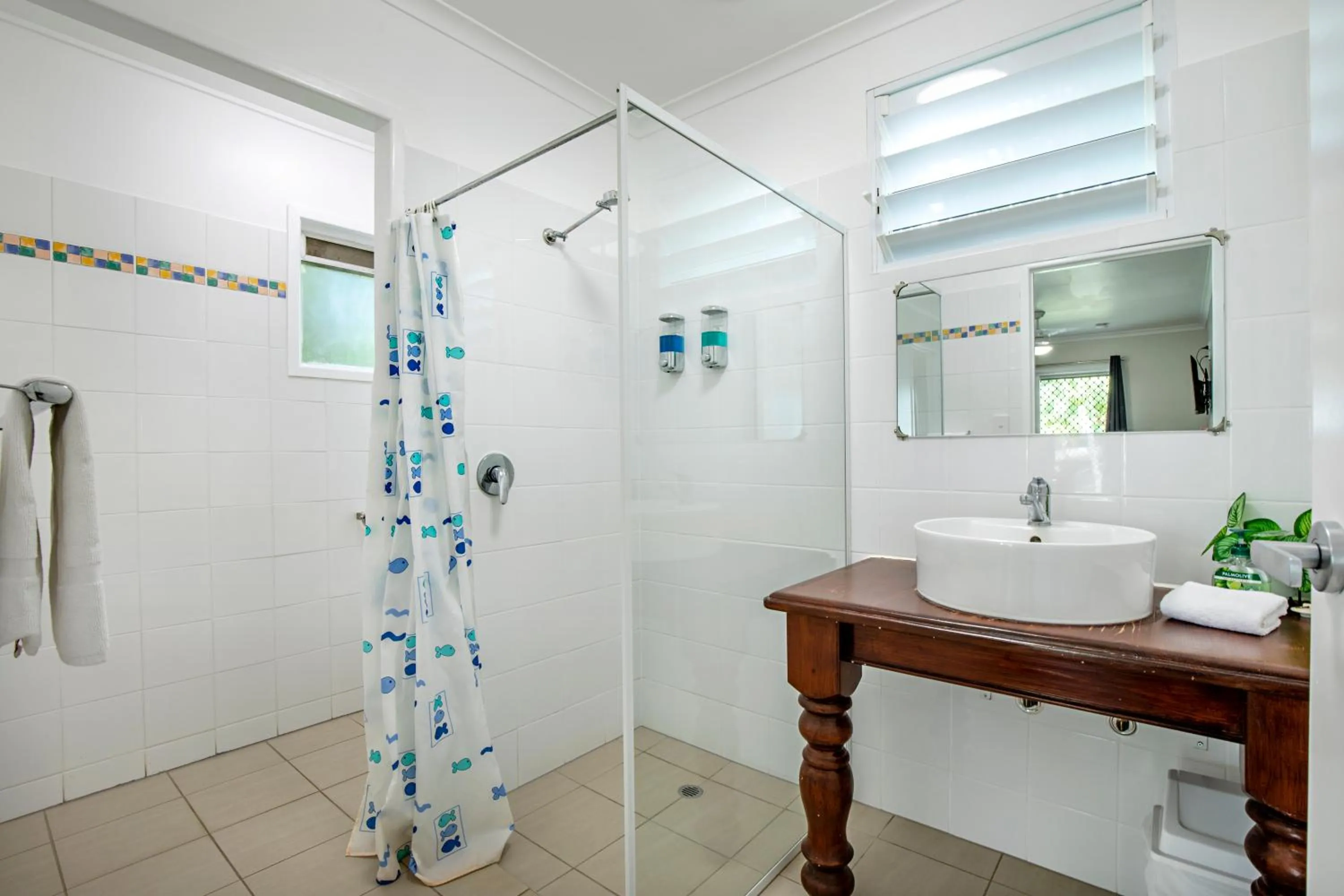 Shower in Bush Village Holiday Cabins