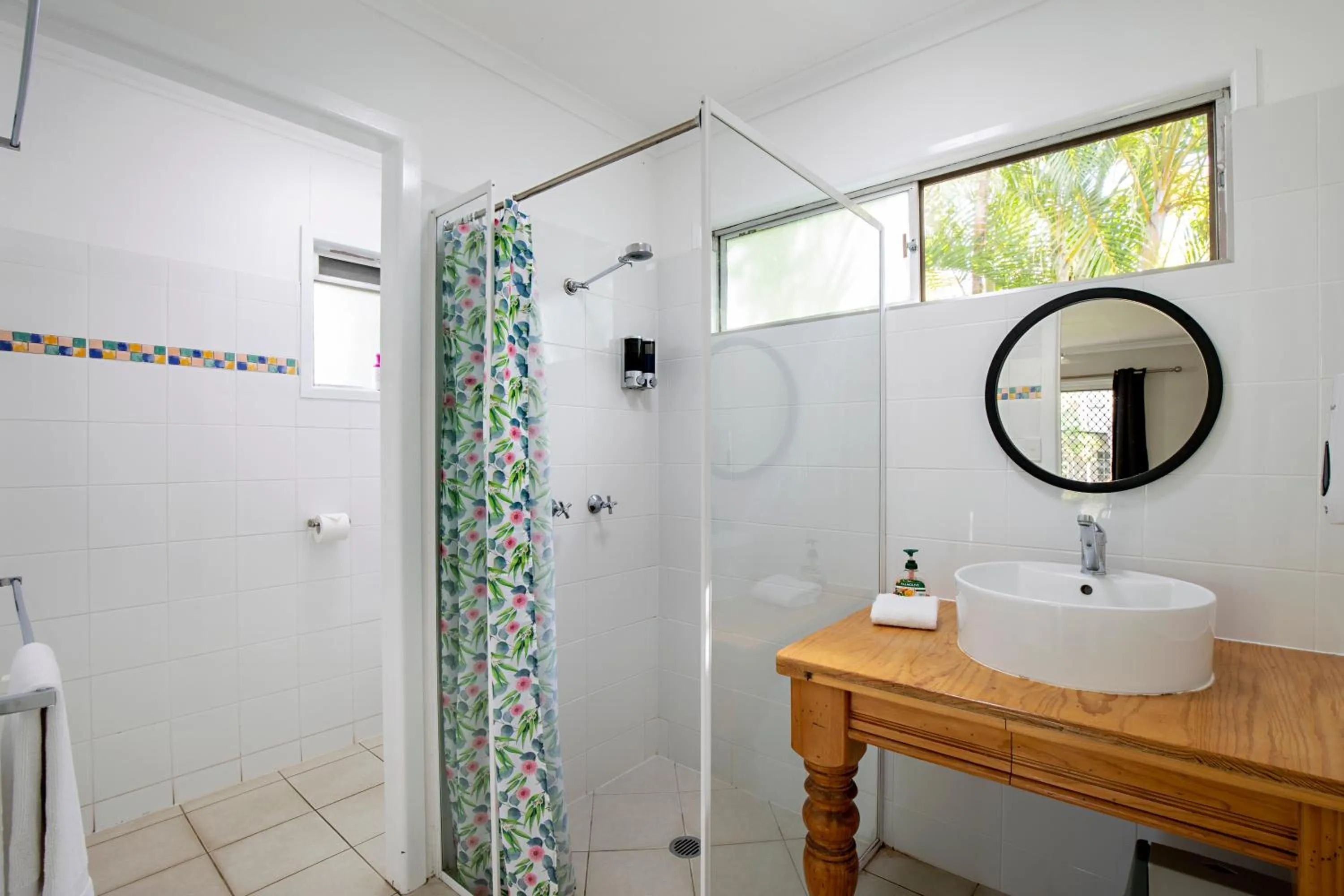 Shower in Bush Village Holiday Cabins