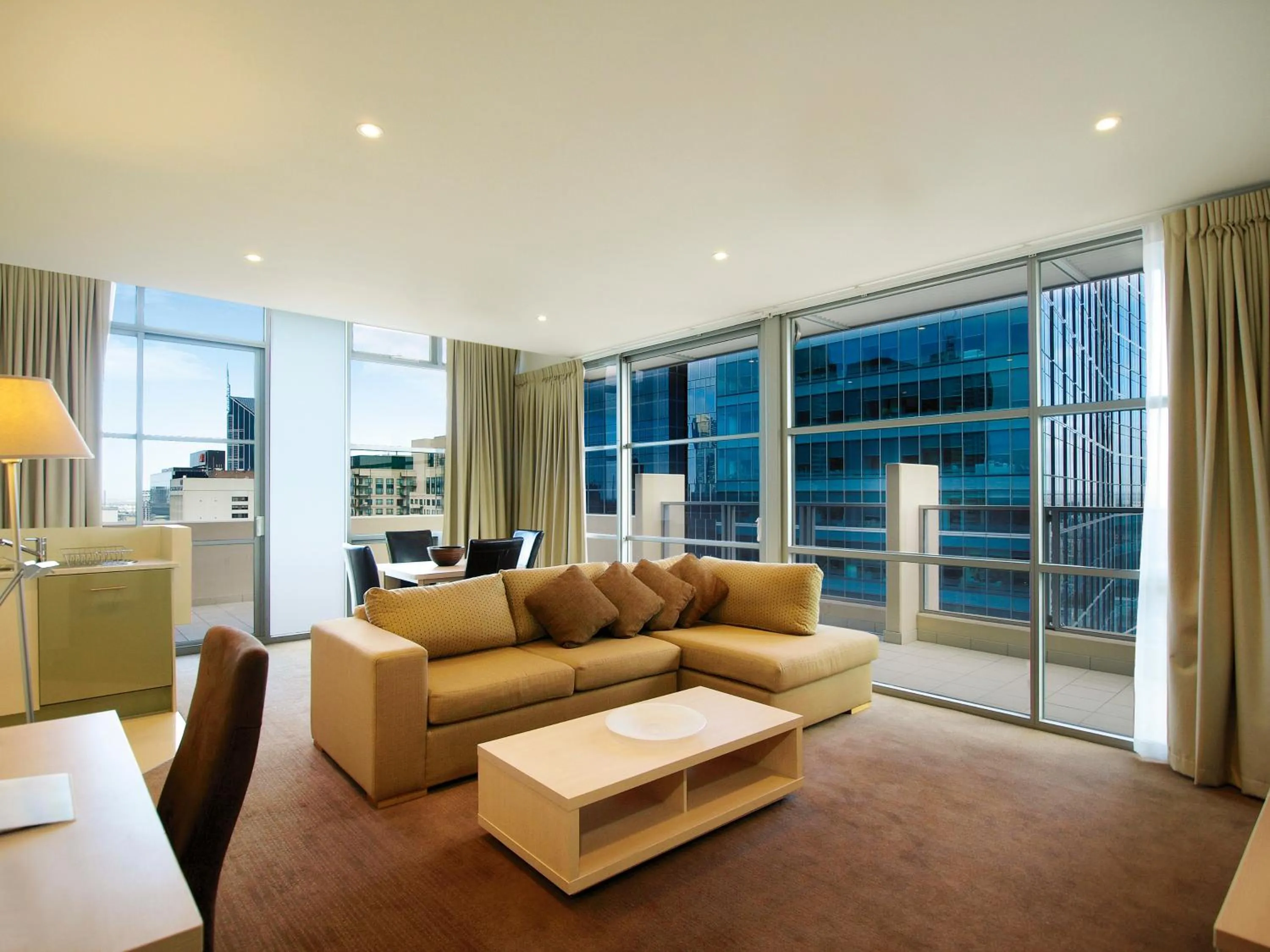 Living room in Oaks Melbourne on Lonsdale Suites