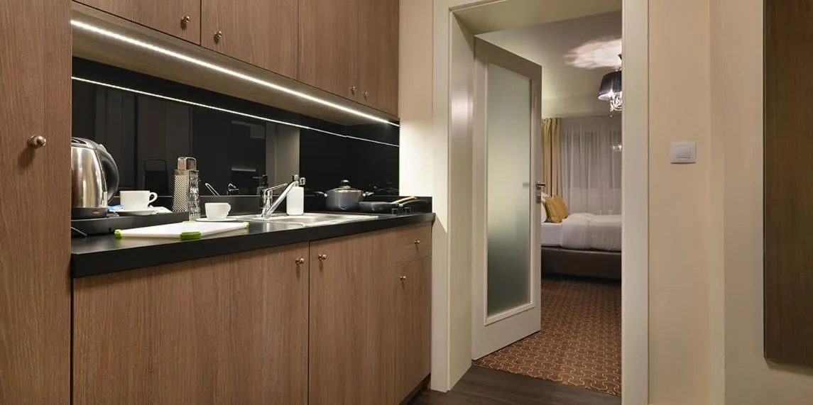 Kitchen or kitchenette, Bed in Vysocina Design Apartments