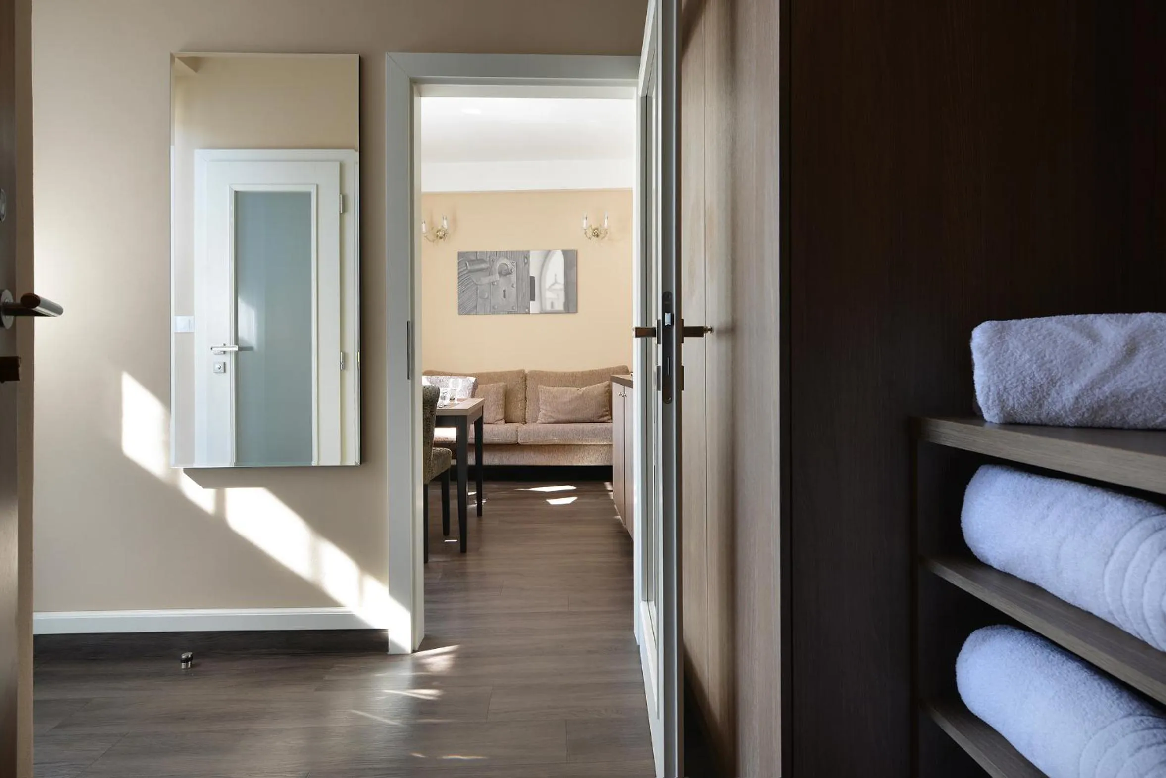 towels, Bed in Vysocina Design Apartments