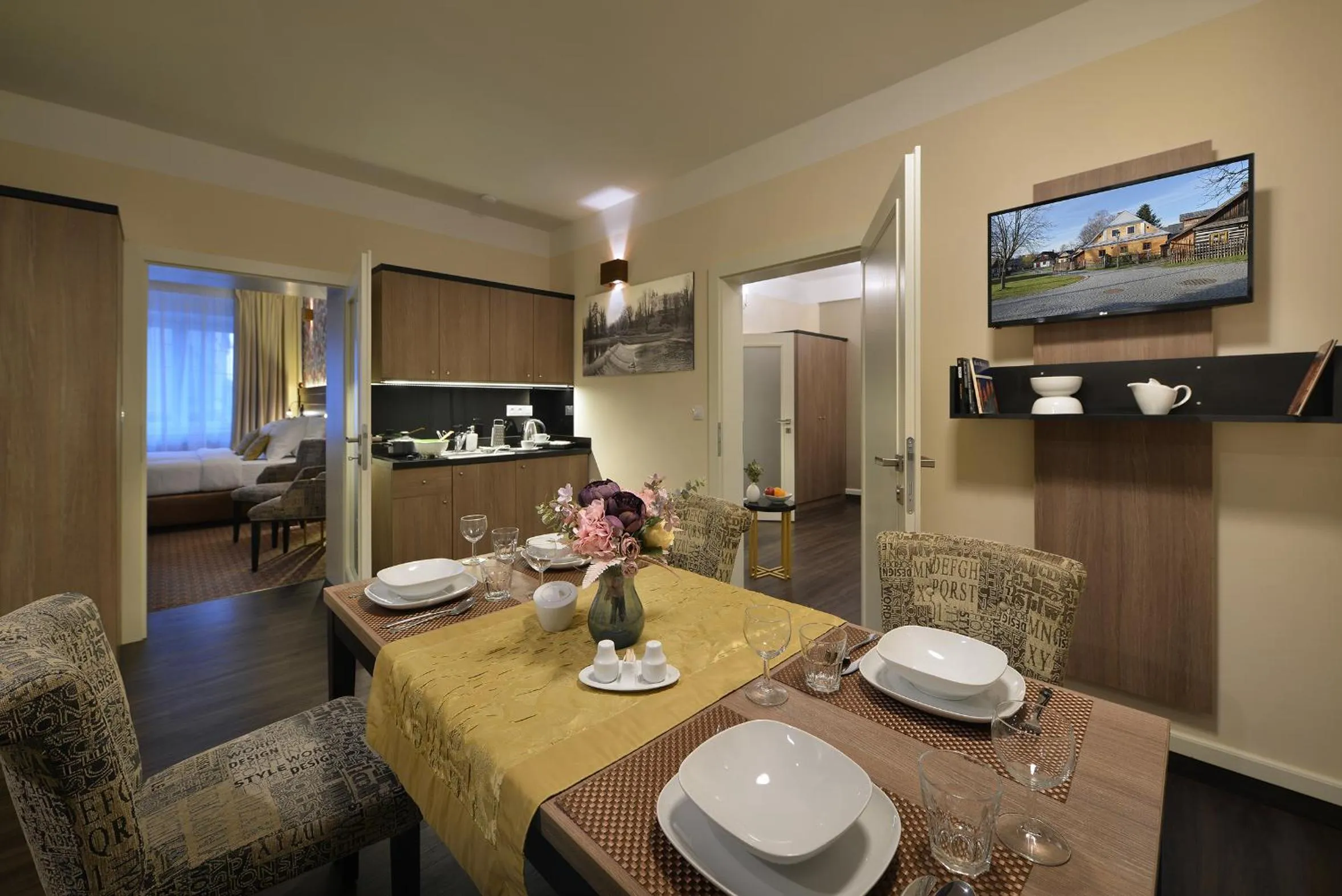 Kitchen or kitchenette in Vysocina Design Apartments