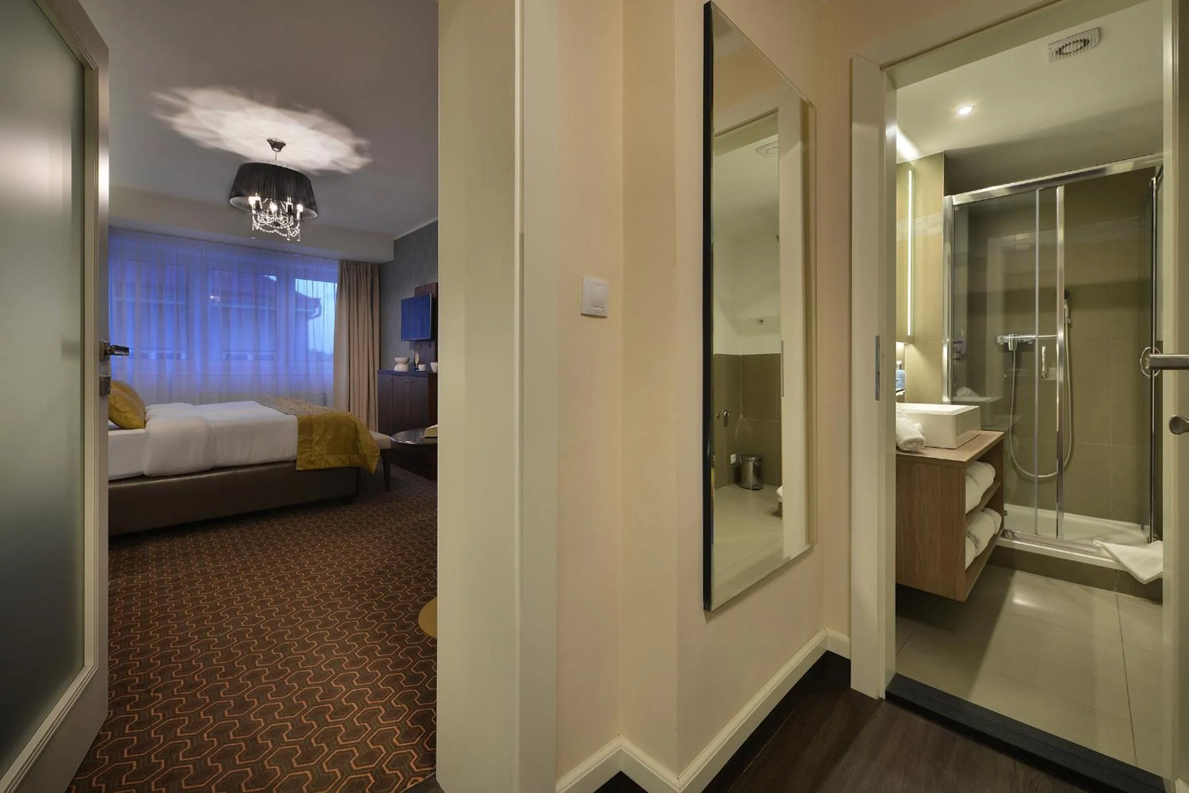 Bathroom, Bed in Vysocina Design Apartments