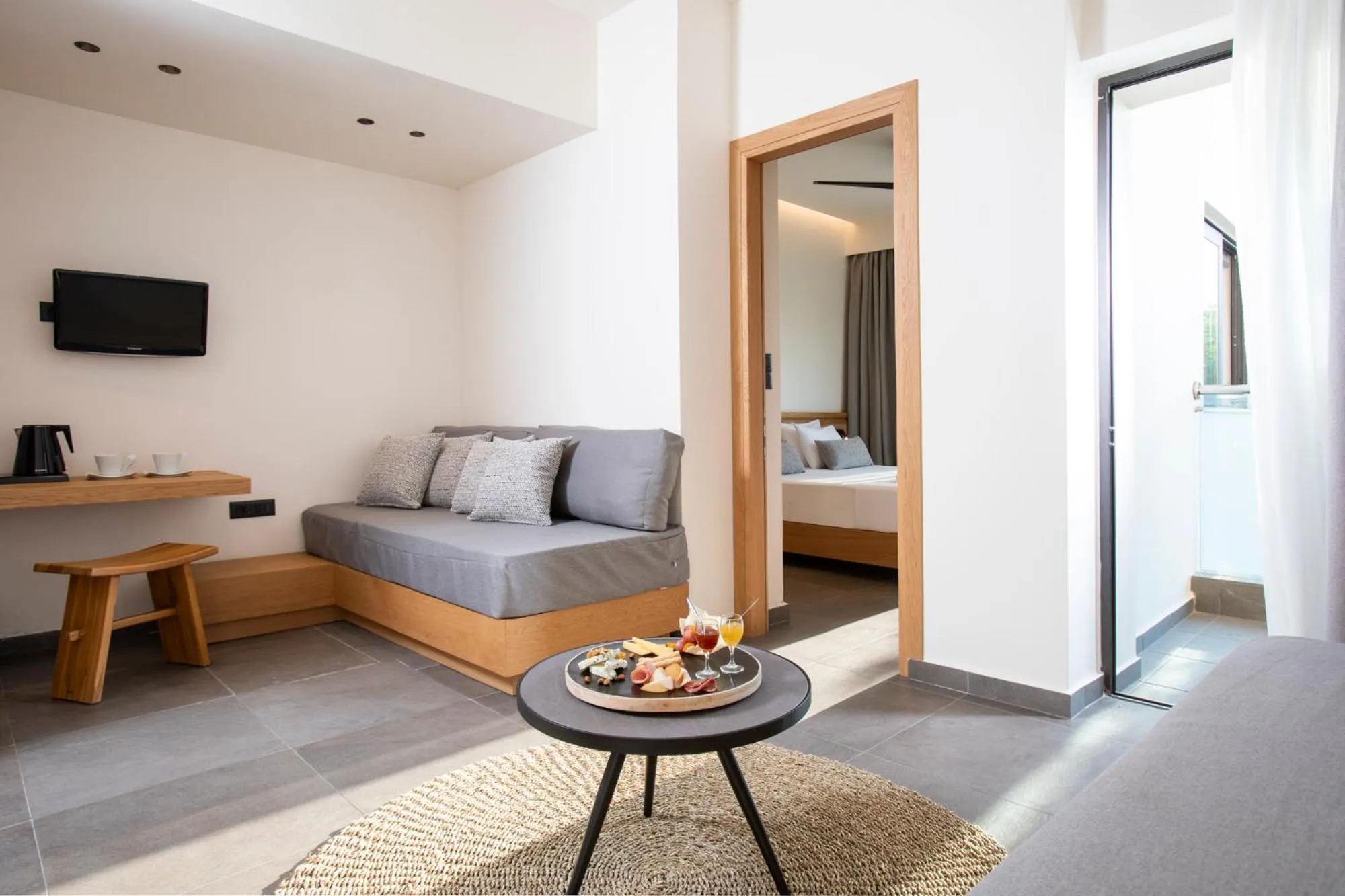 Seating area, Bed in Almyrida Resort