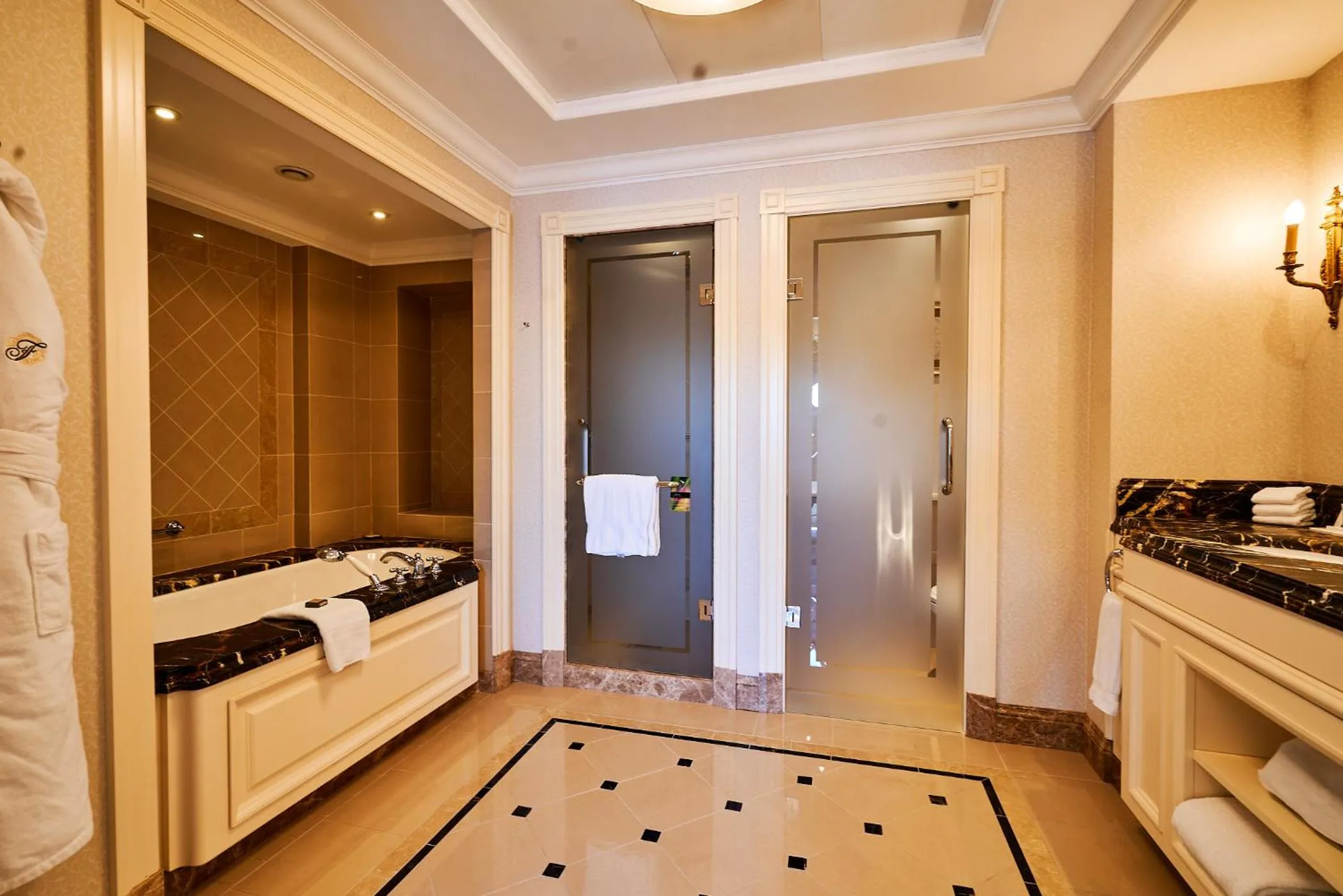 Shower, Bed in Fairmont Grand Hotel Kyiv