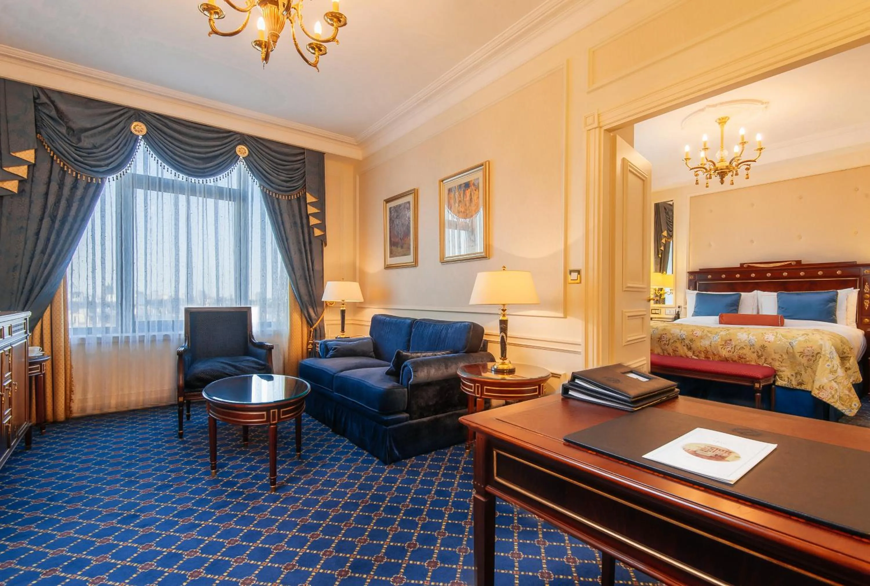 Living room, Bed in Fairmont Grand Hotel Kyiv