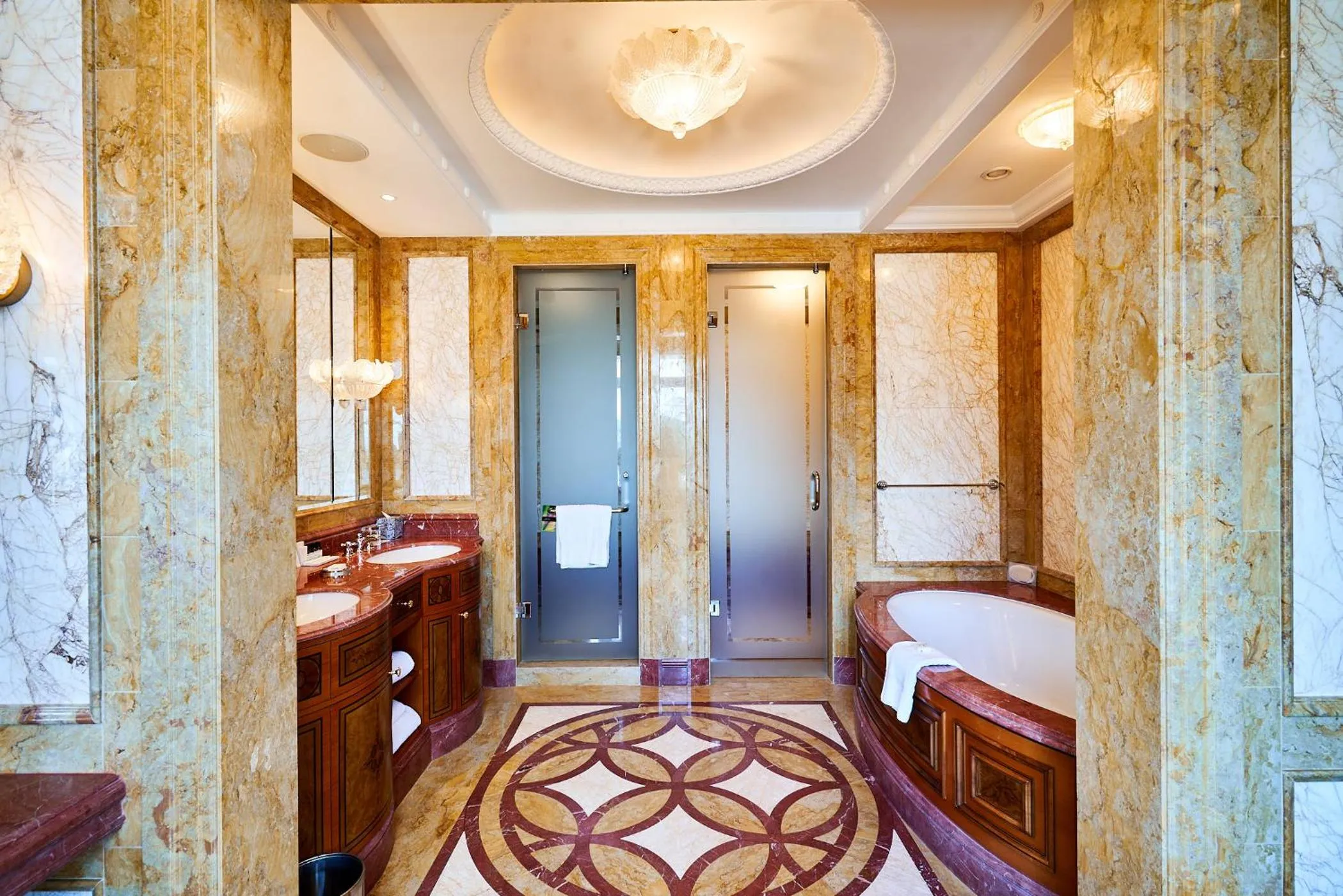 Bathroom, Bed in Fairmont Grand Hotel Kyiv