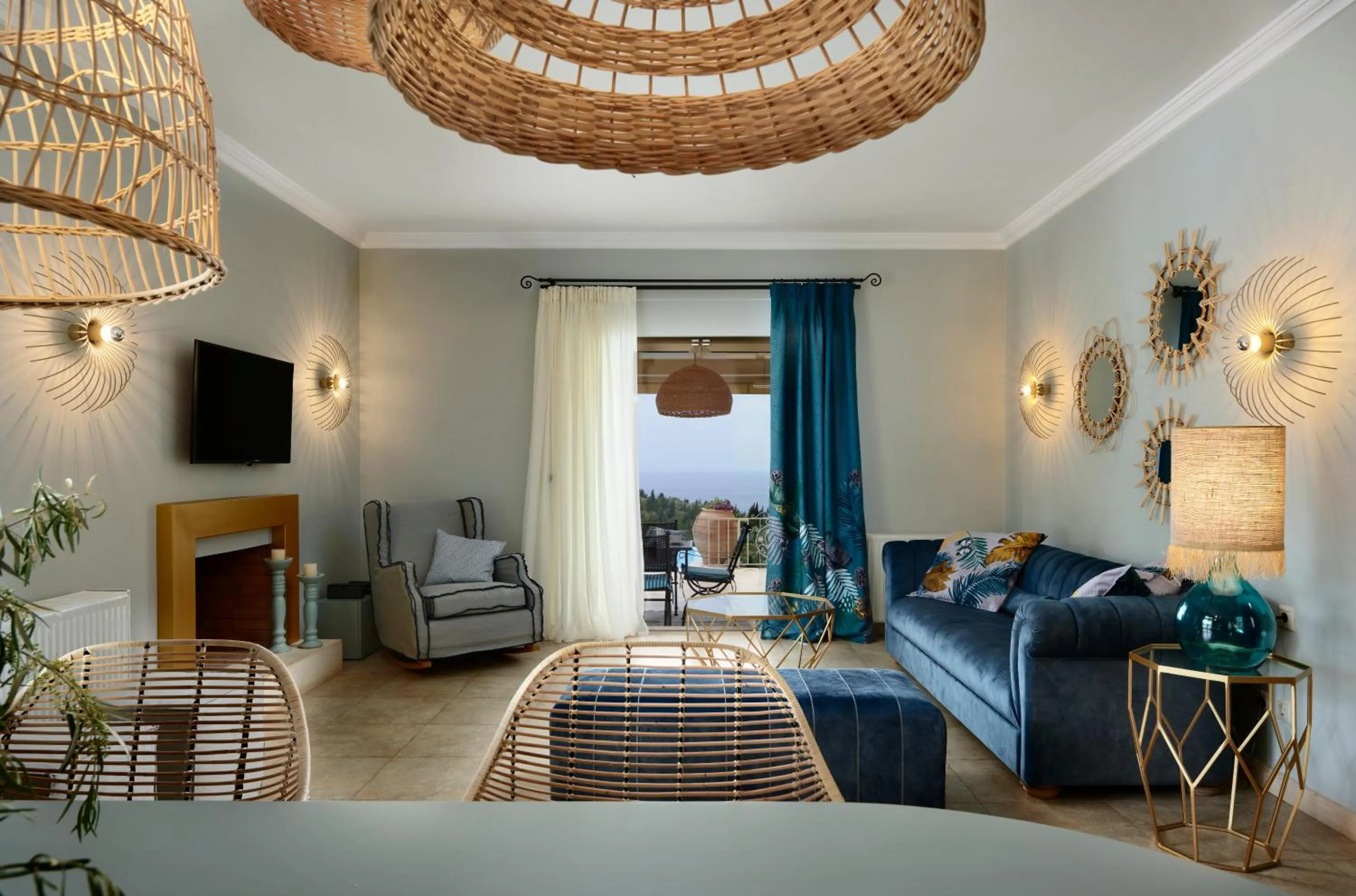 Living room, Bed in Artblue Villas
