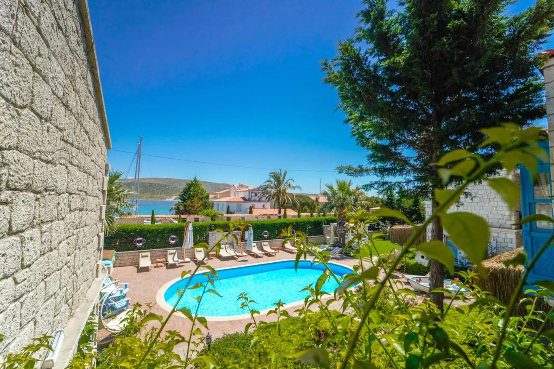 Pool view in Alacati Marina Palace