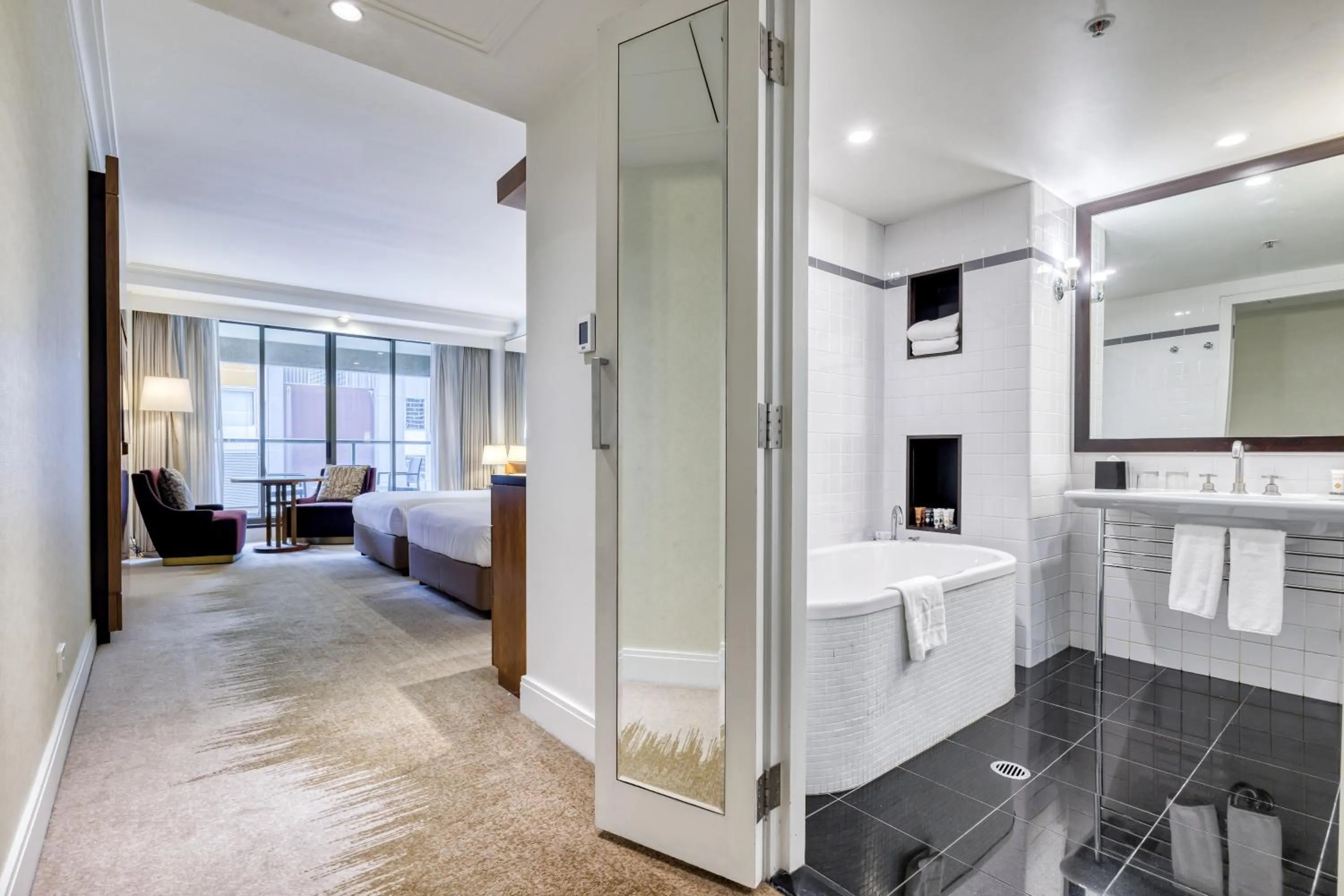 Balcony/Terrace, Bed in Amora Hotel Jamison Sydney