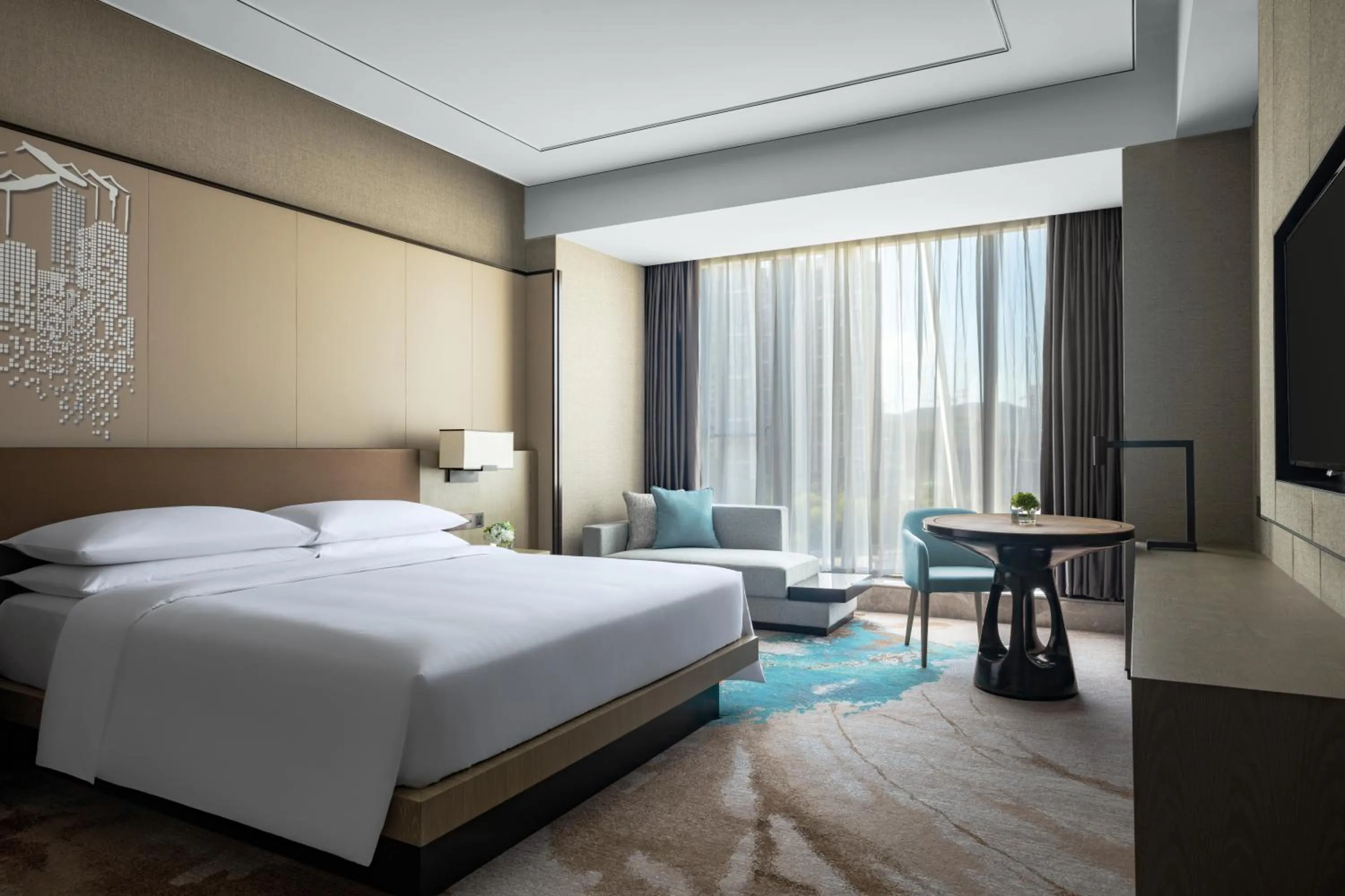 TV and multimedia, Bed in Hangzhou Marriott Hotel Lin'an