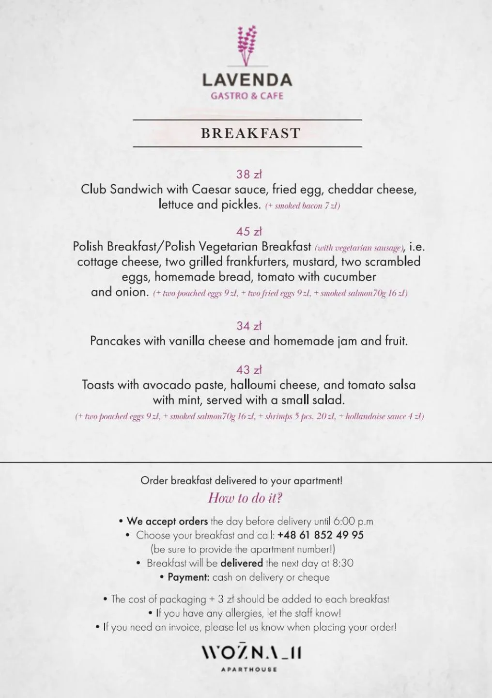 Food and drinks in Wozna 11 Stare Miasto