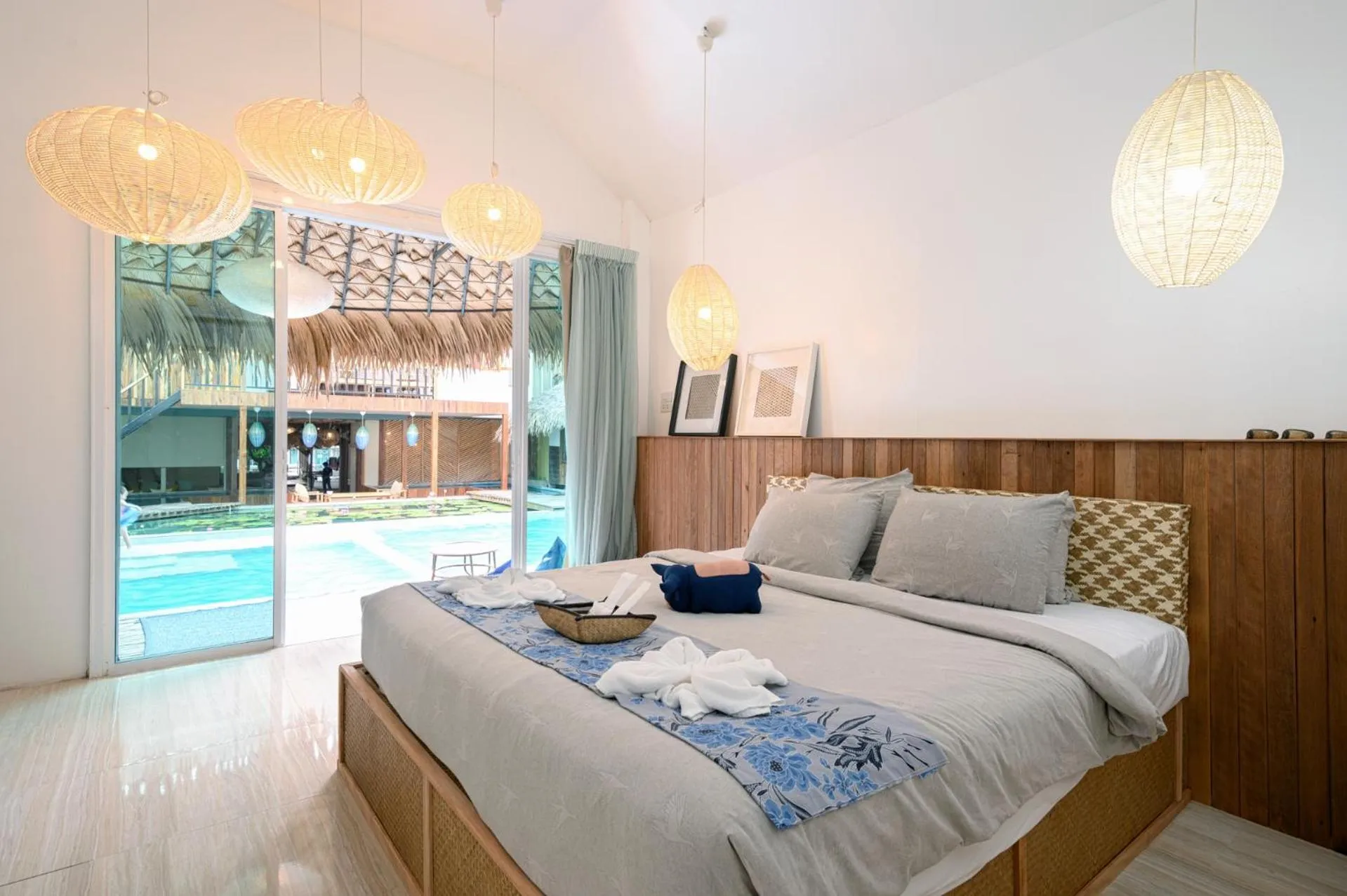 Pool view, Bed in Varni Homestay