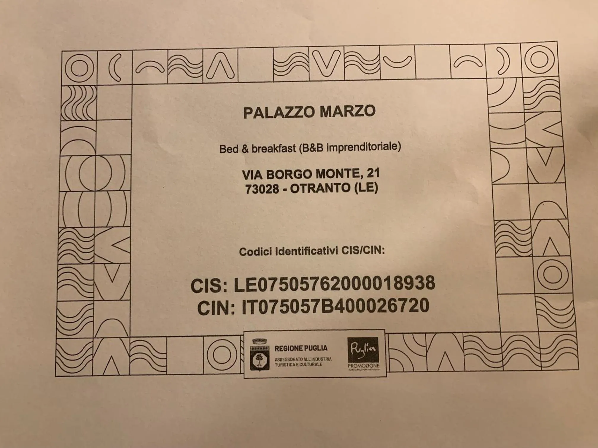 B&B PALAZZO MARZO
