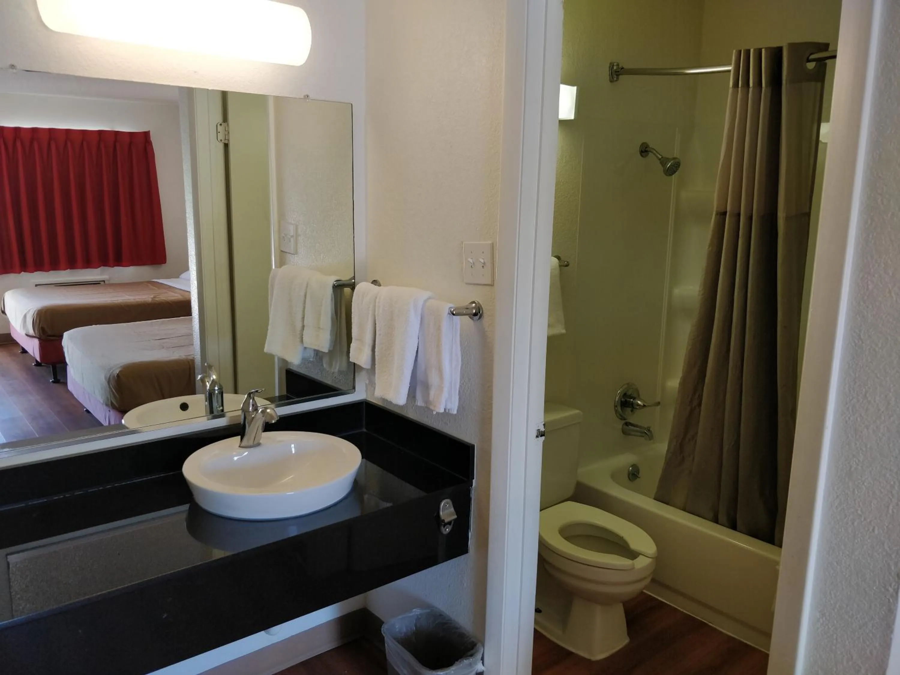 Bathroom, Bed in Motel 6-North Richland Hills, TX